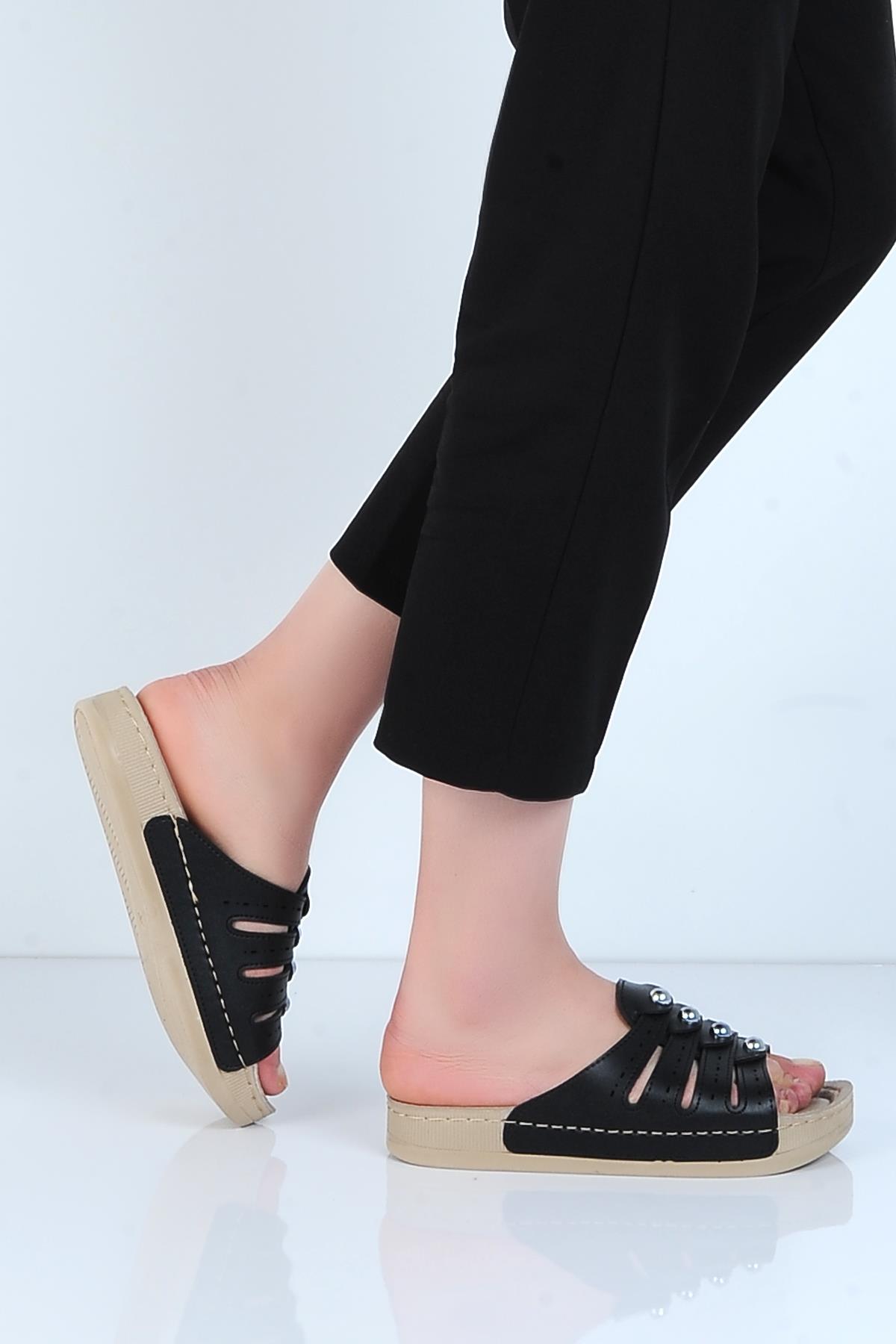 461-3 Hera Petli Günlük Kadın Düz Terlik - Görsel 4