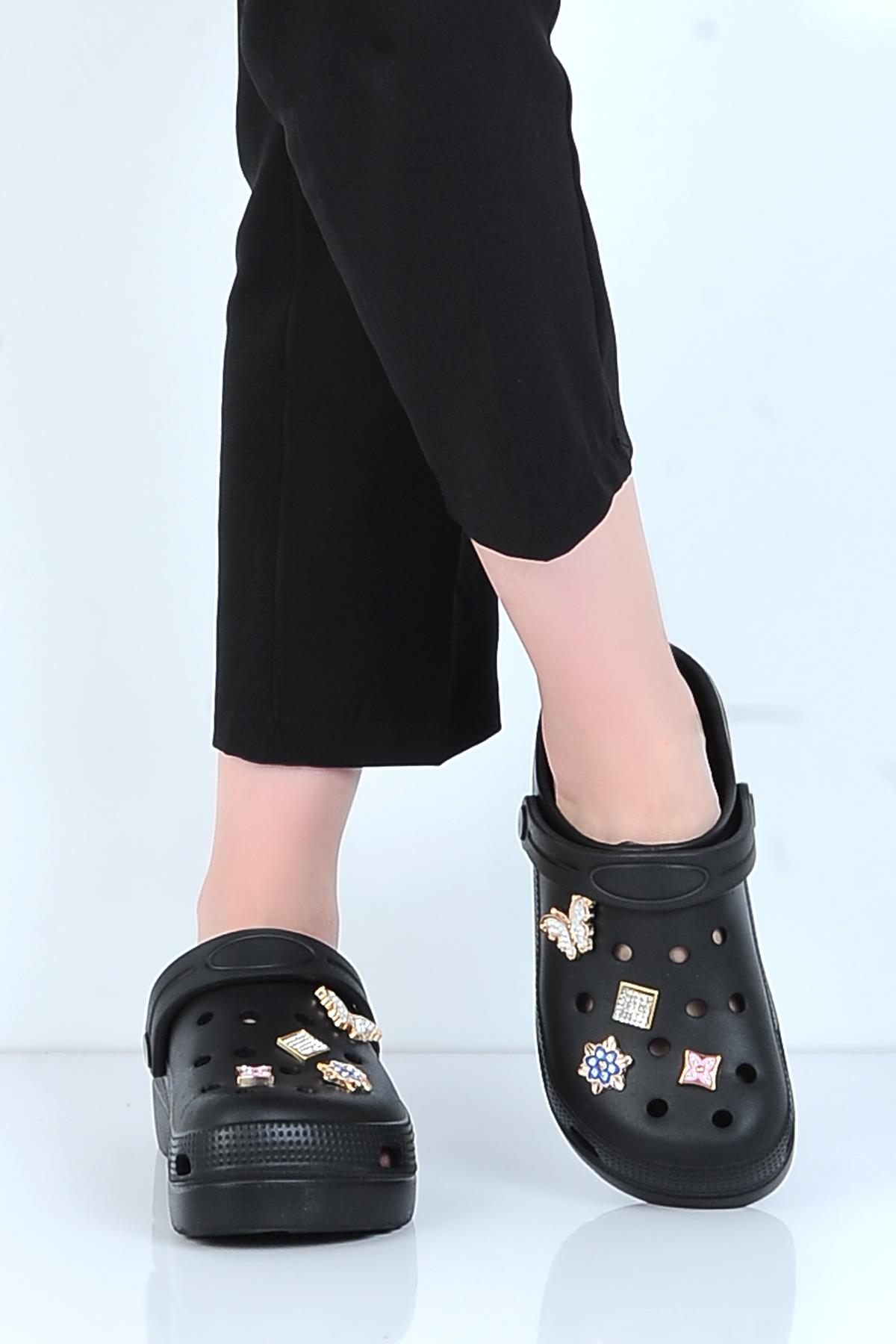 E800-6 Fiesta Siyah Eva Kadın Taşlı Günlük Terlik - Görsel 3