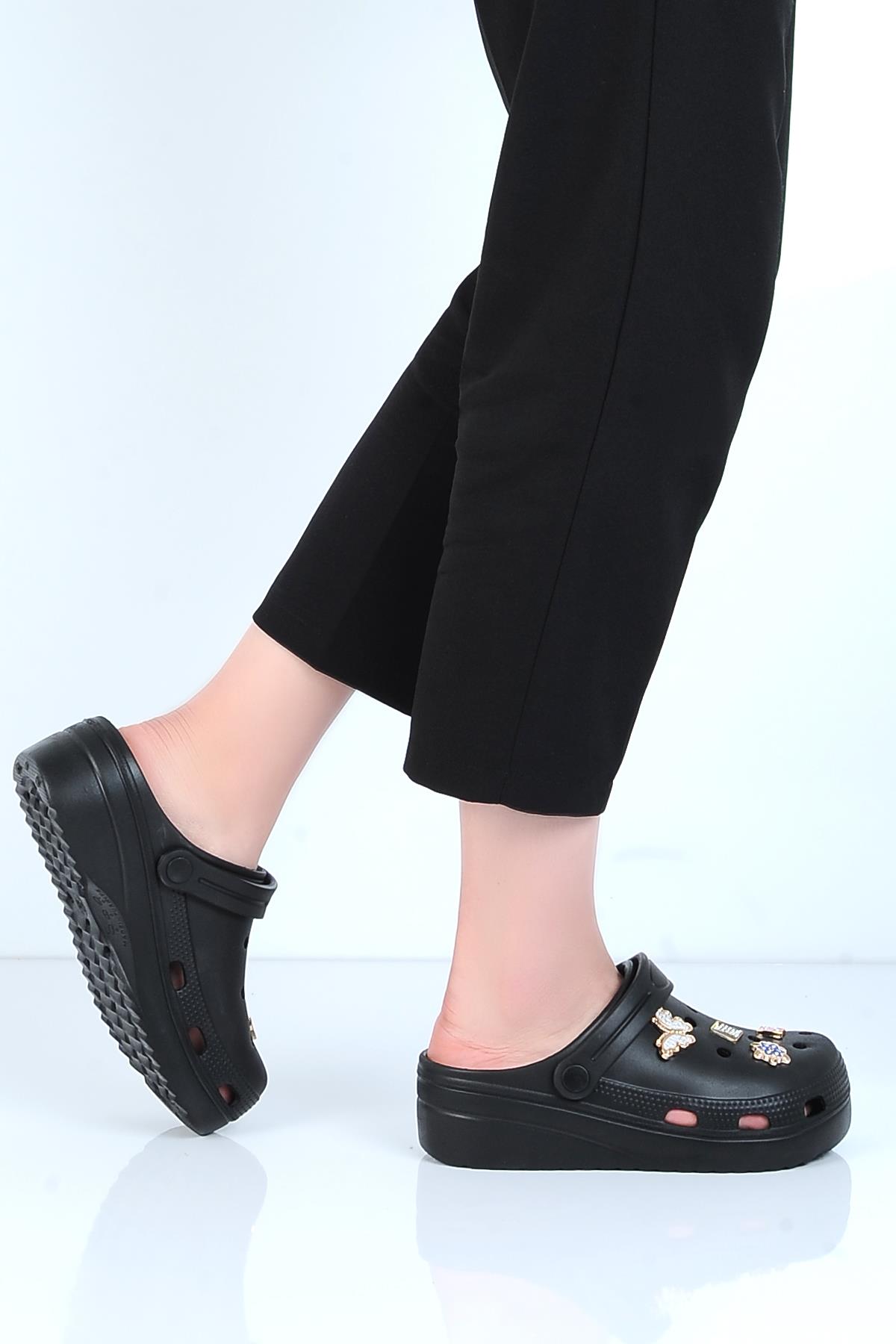 E800-6 Fiesta Siyah Eva Kadın Taşlı Günlük Terlik - Görsel 4