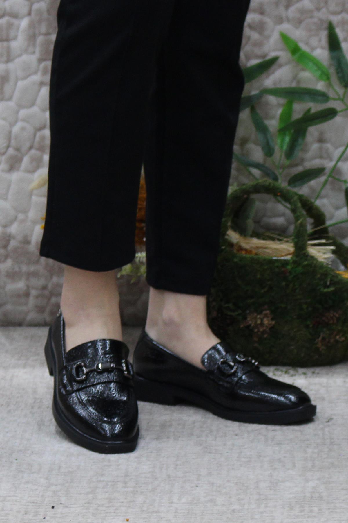 16215 Açma Toka Detaylı Rahat Topuklu Loafer Kadın Ayakkabı - Görsel 3