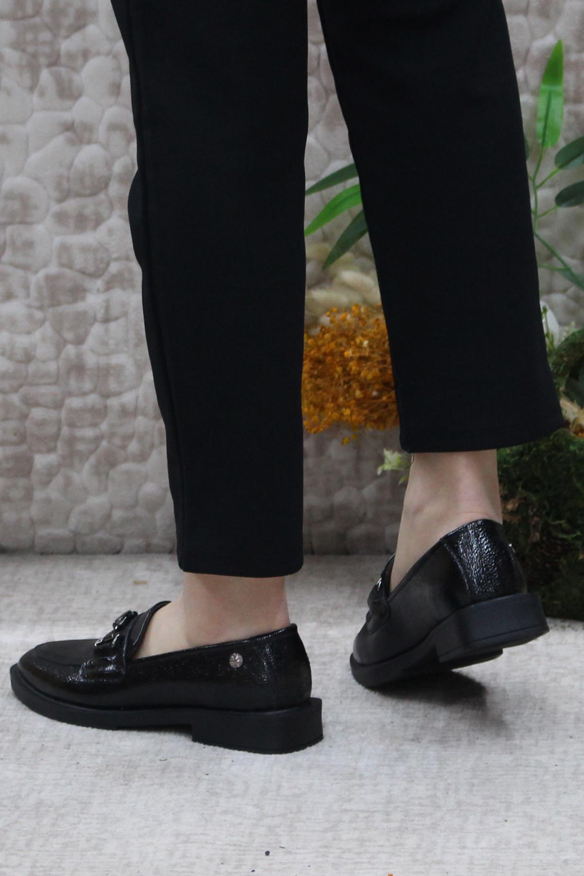 16215 Açma Toka Detaylı Rahat Topuklu Loafer Kadın Ayakkabı - Görsel 5