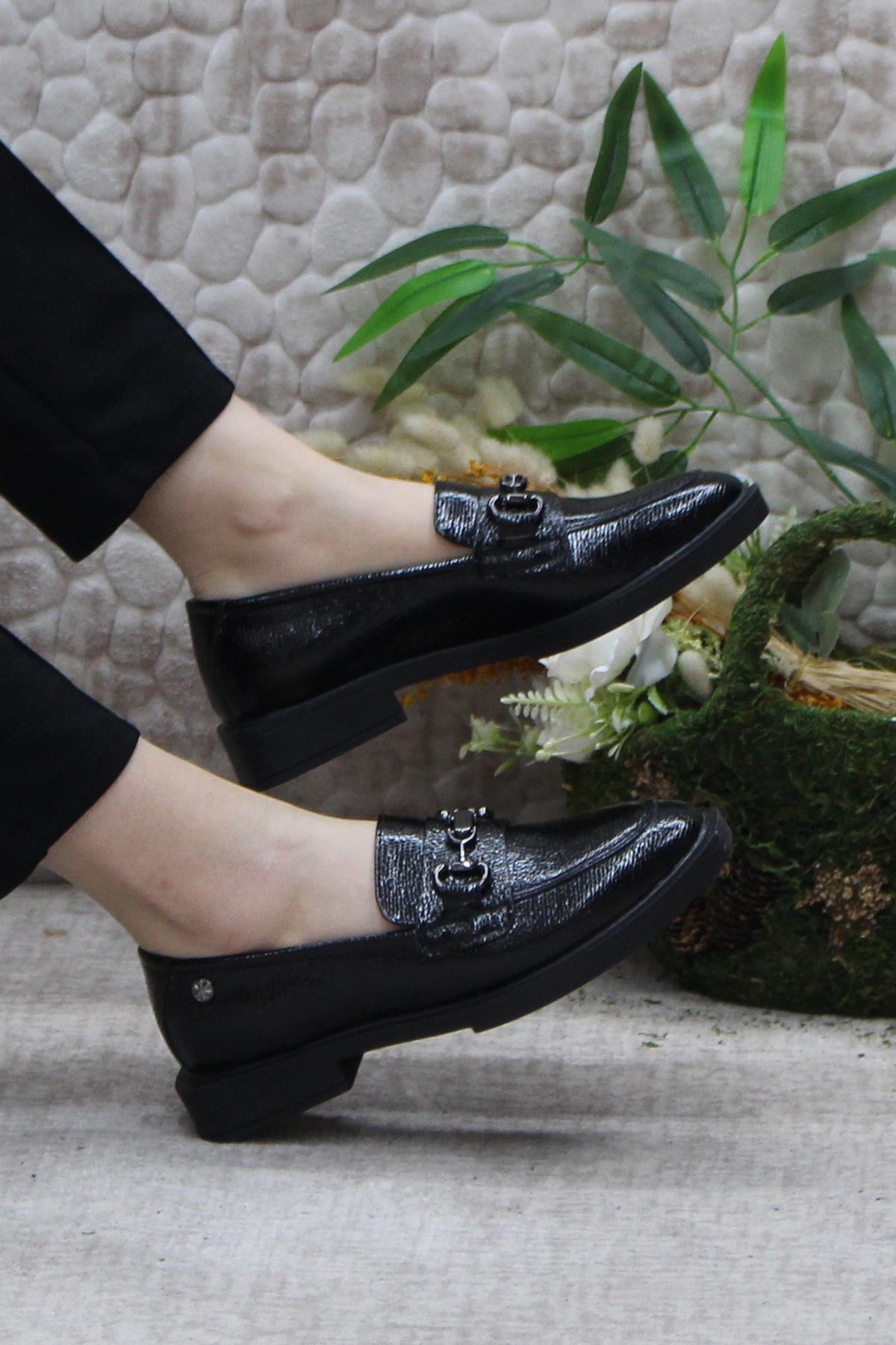 16215 Açma Toka Detaylı Rahat Topuklu Loafer Kadın Ayakkabı - Görsel 6