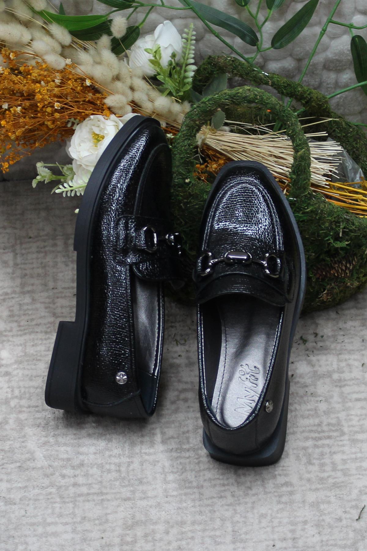 16215 Açma Toka Detaylı Rahat Topuklu Loafer Kadın Ayakkabı - Görsel 7