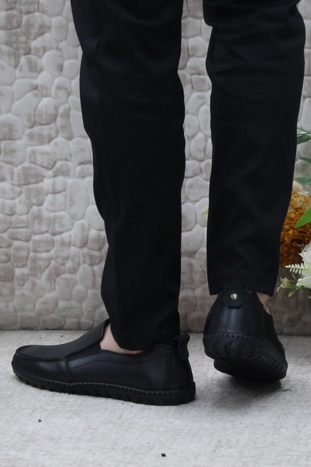 241051 Siyah Rahat Yumuşak Hakiki Deri Erkek Ayakkabı - Görsel 5