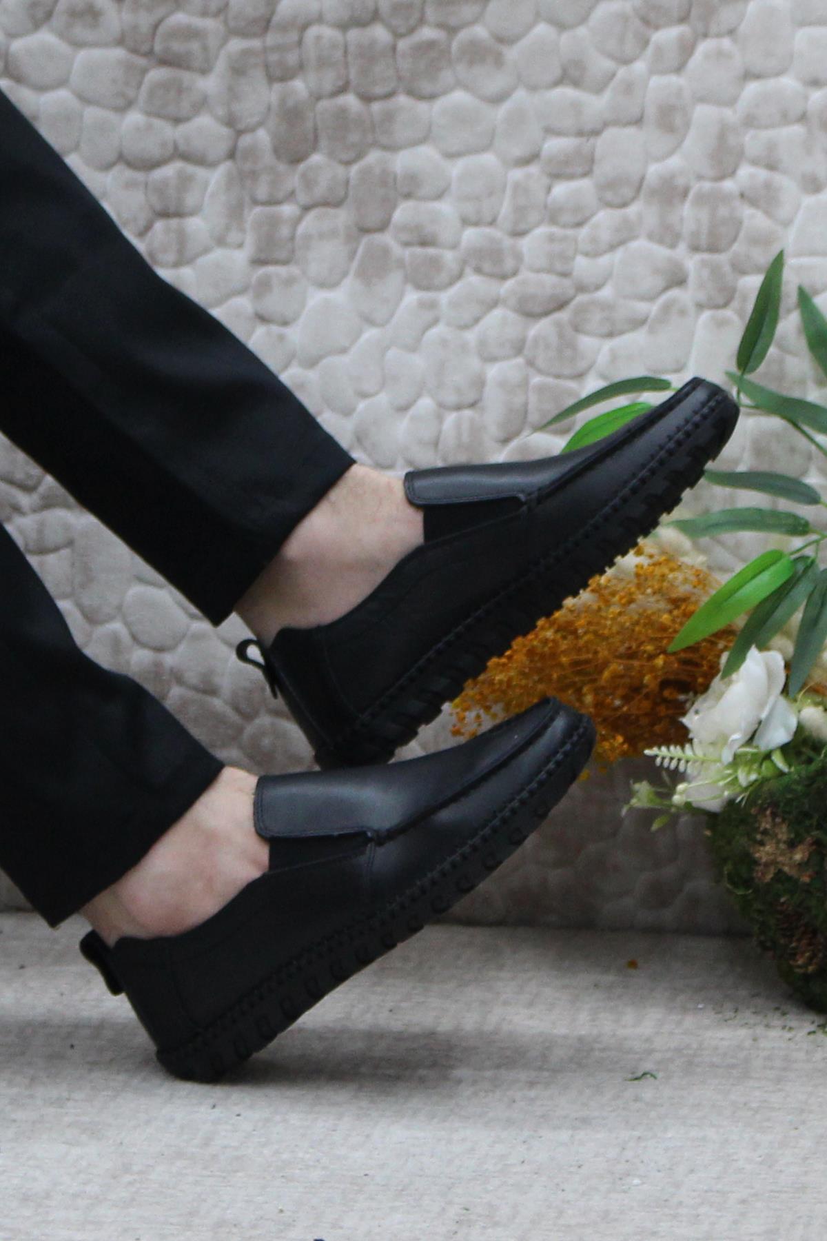 241051 Siyah Rahat Yumuşak Hakiki Deri Erkek Ayakkabı - Görsel 6