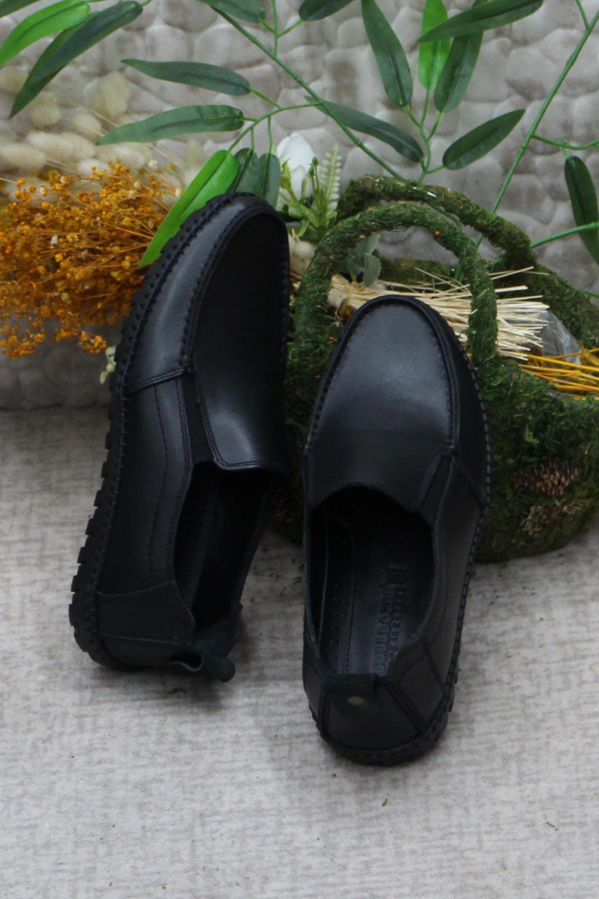 241051 Siyah Rahat Yumuşak Hakiki Deri Erkek Ayakkabı - Görsel 7