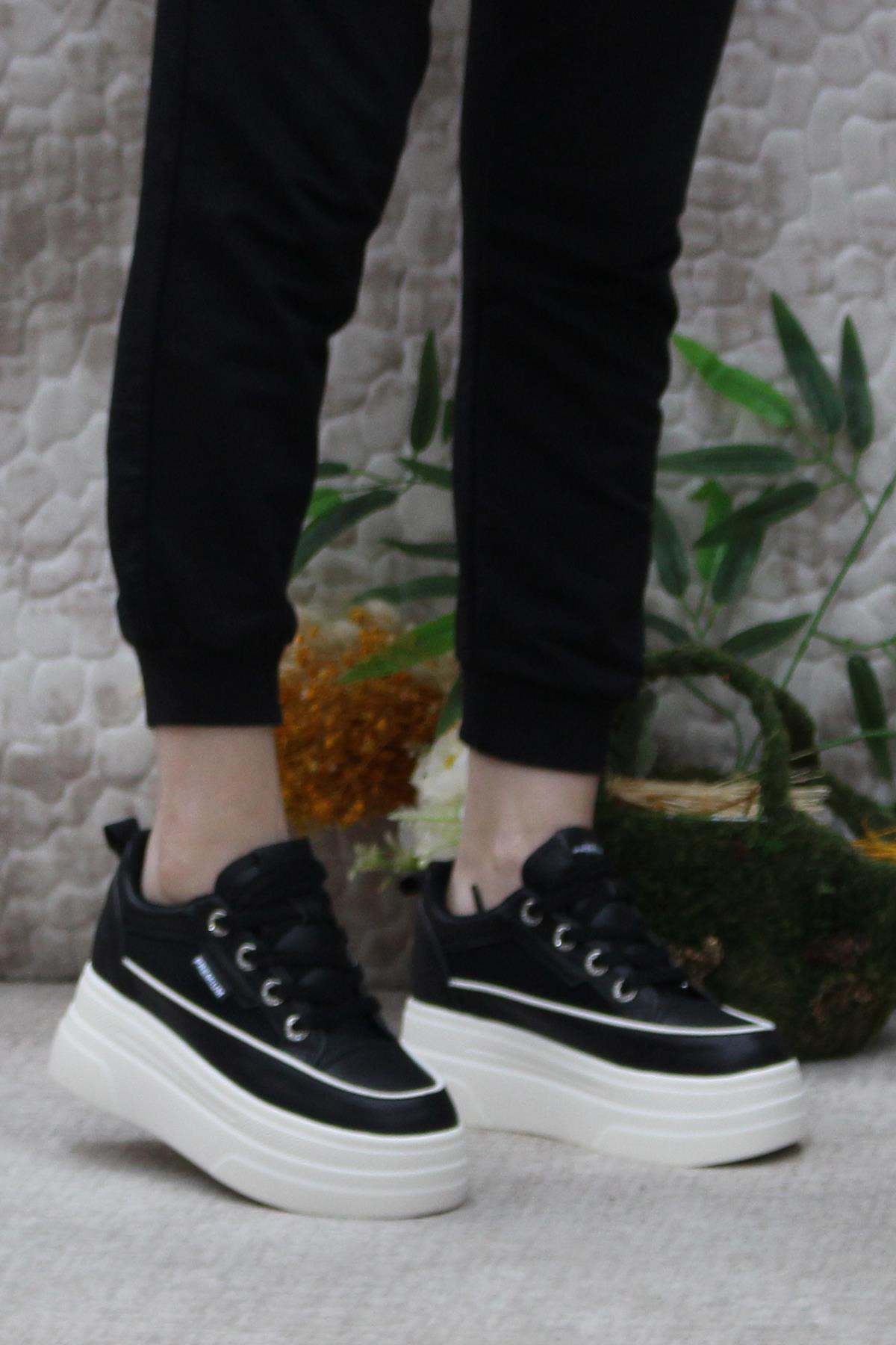 241 1664 Premıum Rahat Orijinal Ürün Kalın Taban Sneaker Kadın Ayakkabı - Görsel 3