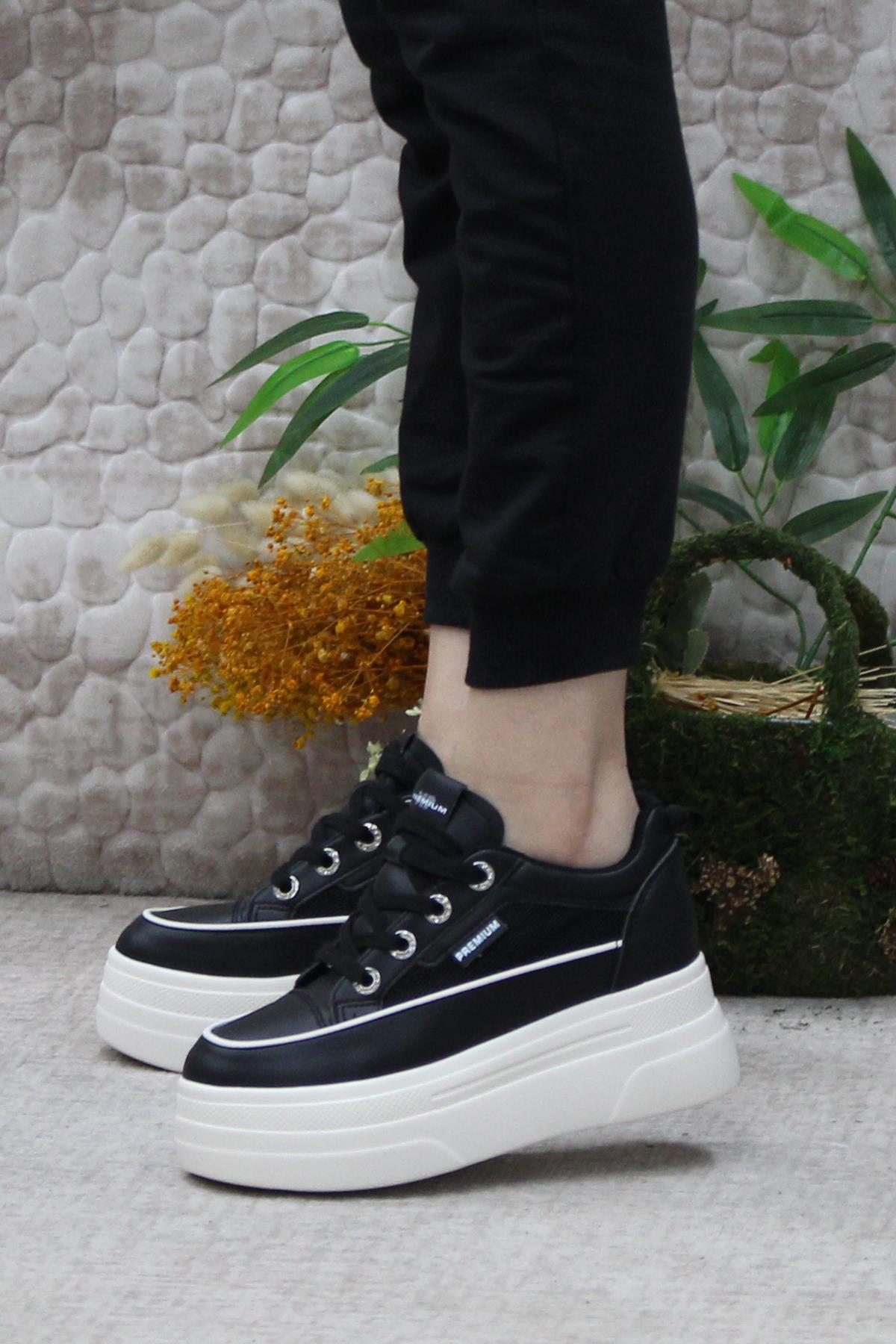 241 1664 Premıum Rahat Orijinal Ürün Kalın Taban Sneaker Kadın Ayakkabı - Görsel 4