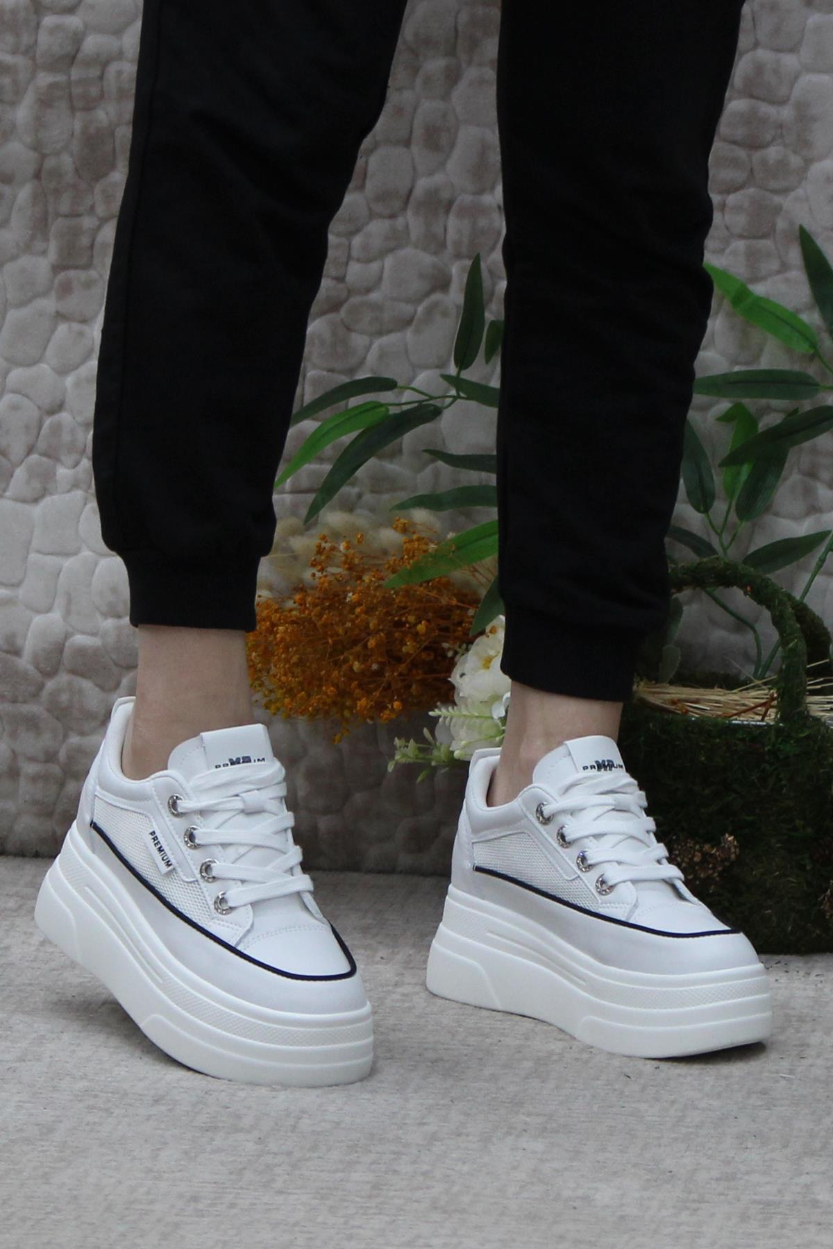 241 1664 Premıum Rahat Orijinal Ürün Kalın Taban Sneaker Kadın Ayakkabı - Görsel 3