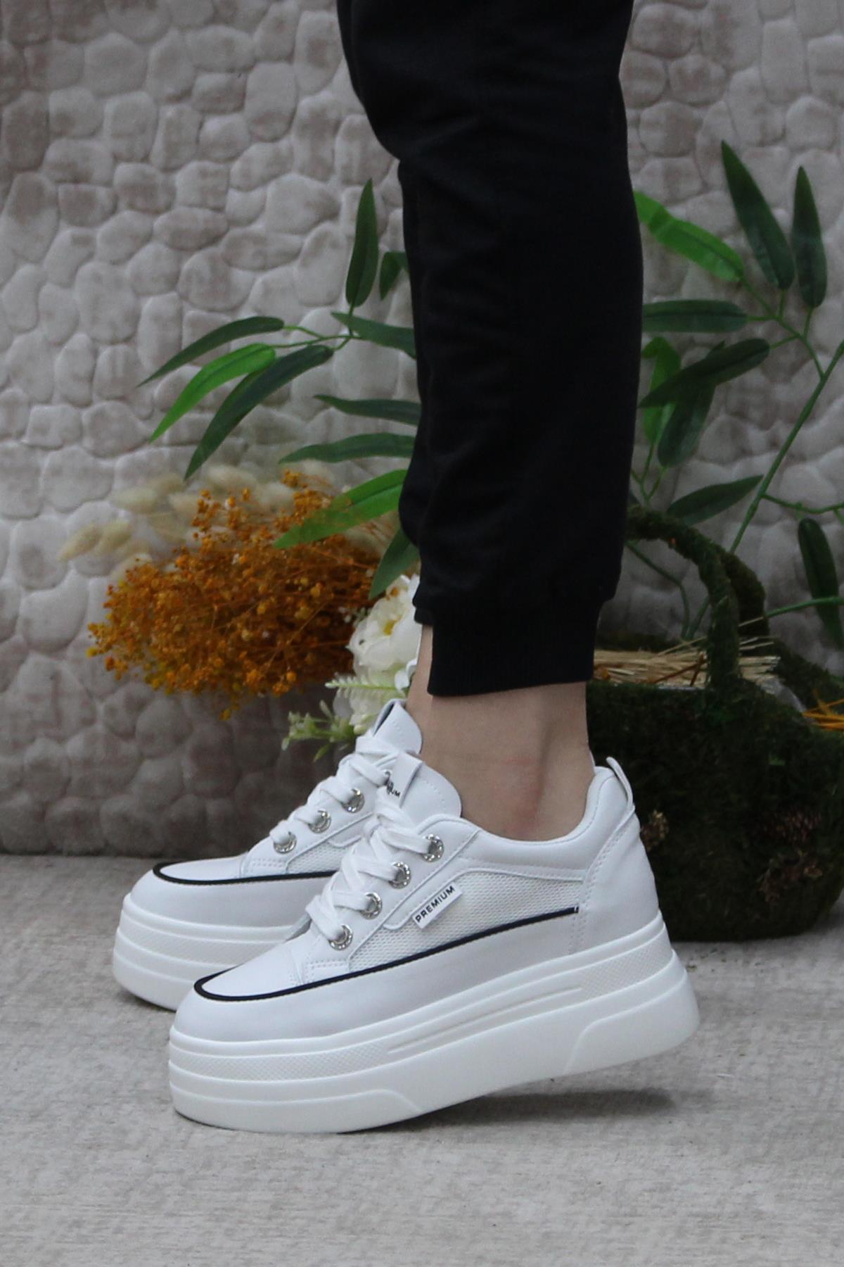 241 1664 Premıum Rahat Orijinal Ürün Kalın Taban Sneaker Kadın Ayakkabı - Görsel 4