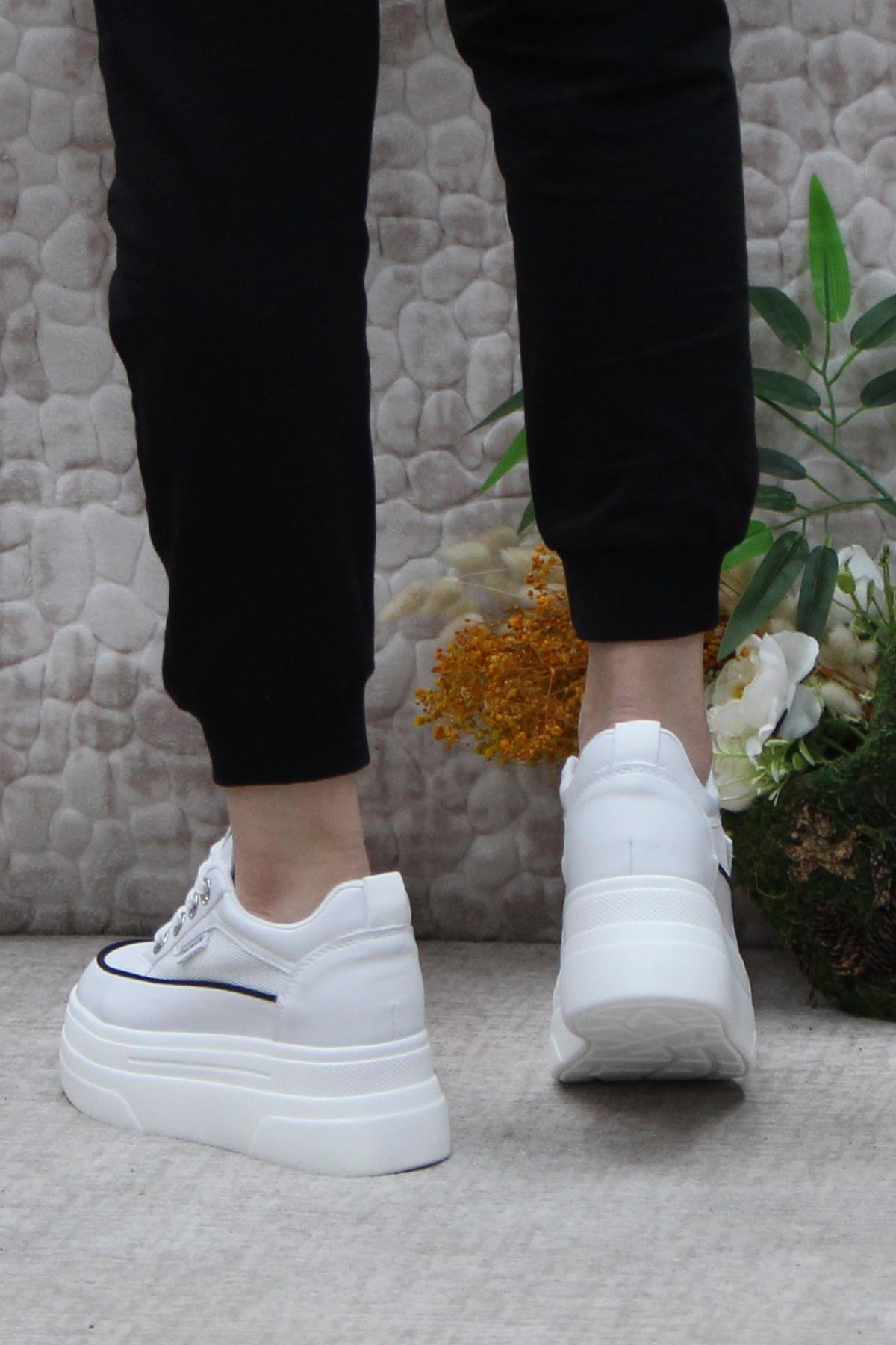 241 1664 Premıum Rahat Orijinal Ürün Kalın Taban Sneaker Kadın Ayakkabı - Görsel 5