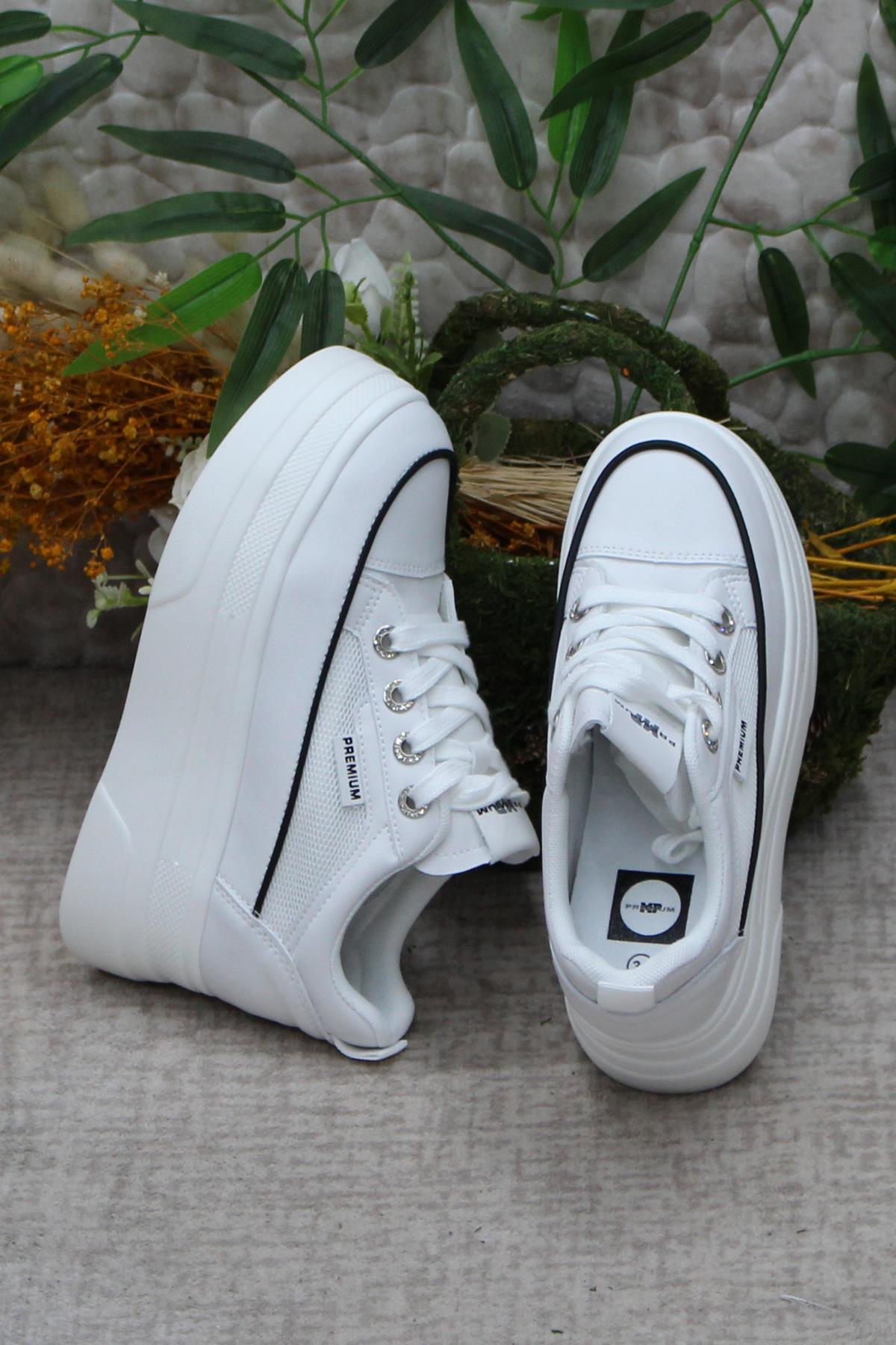 241 1664 Premıum Rahat Orijinal Ürün Kalın Taban Sneaker Kadın Ayakkabı - Görsel 7