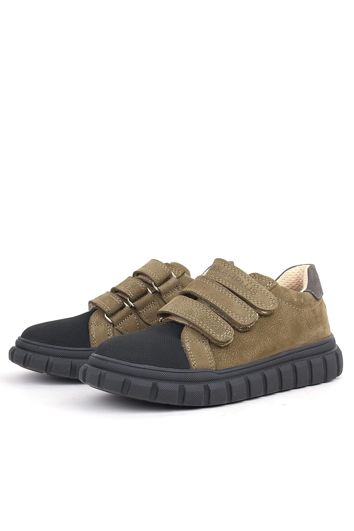 Hakiki Deri Kum Rengi Cırtlı Çocuk Günlük Spor Okul Ayakkabı - Görsel 6