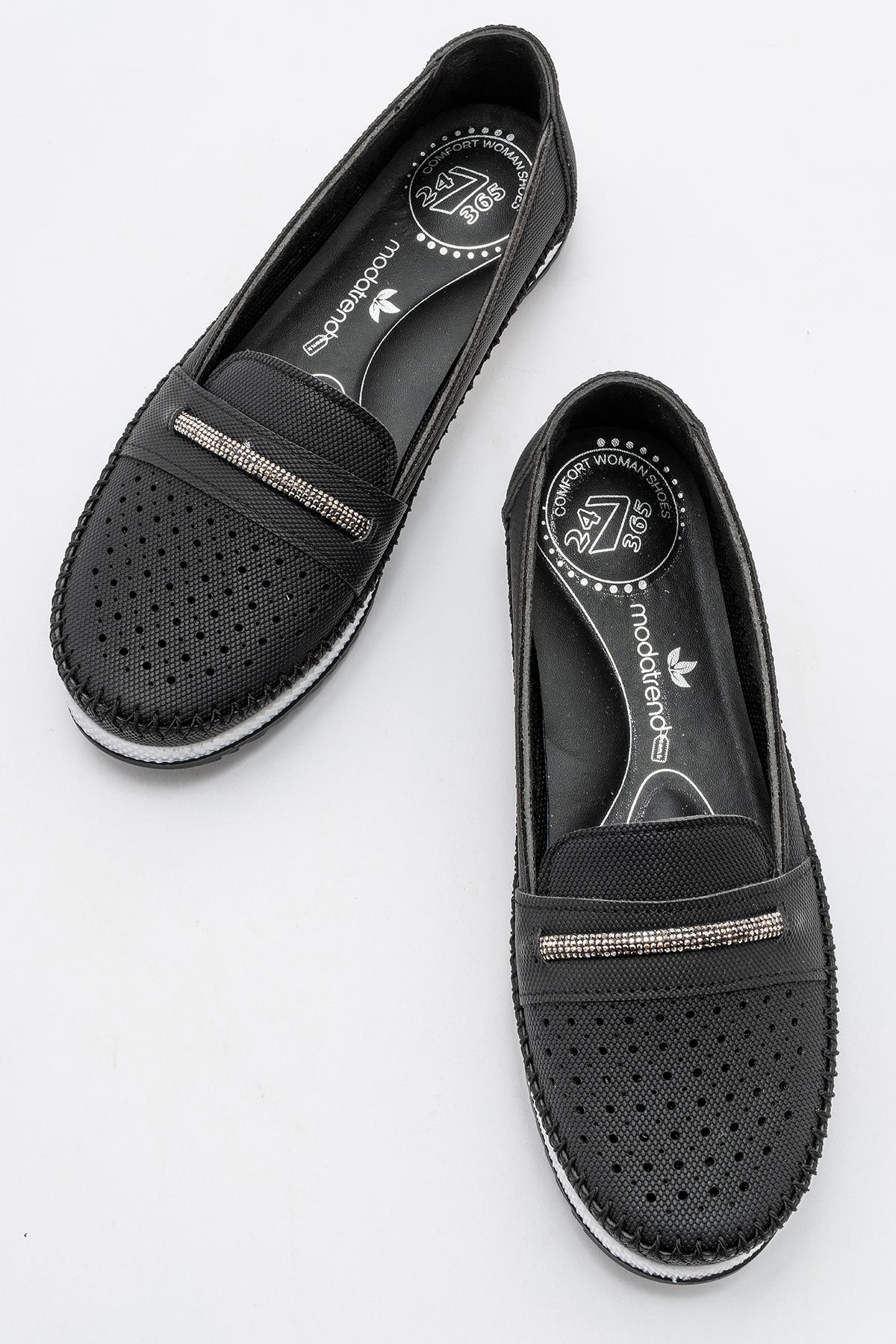 Kadın Taşlı Günlük Babet SİYAH KOT - Görsel 6