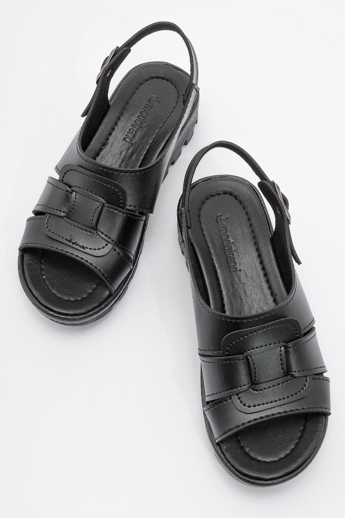 Kadın Dolgulu Sandalet SİYAH CİLT - Görsel 6