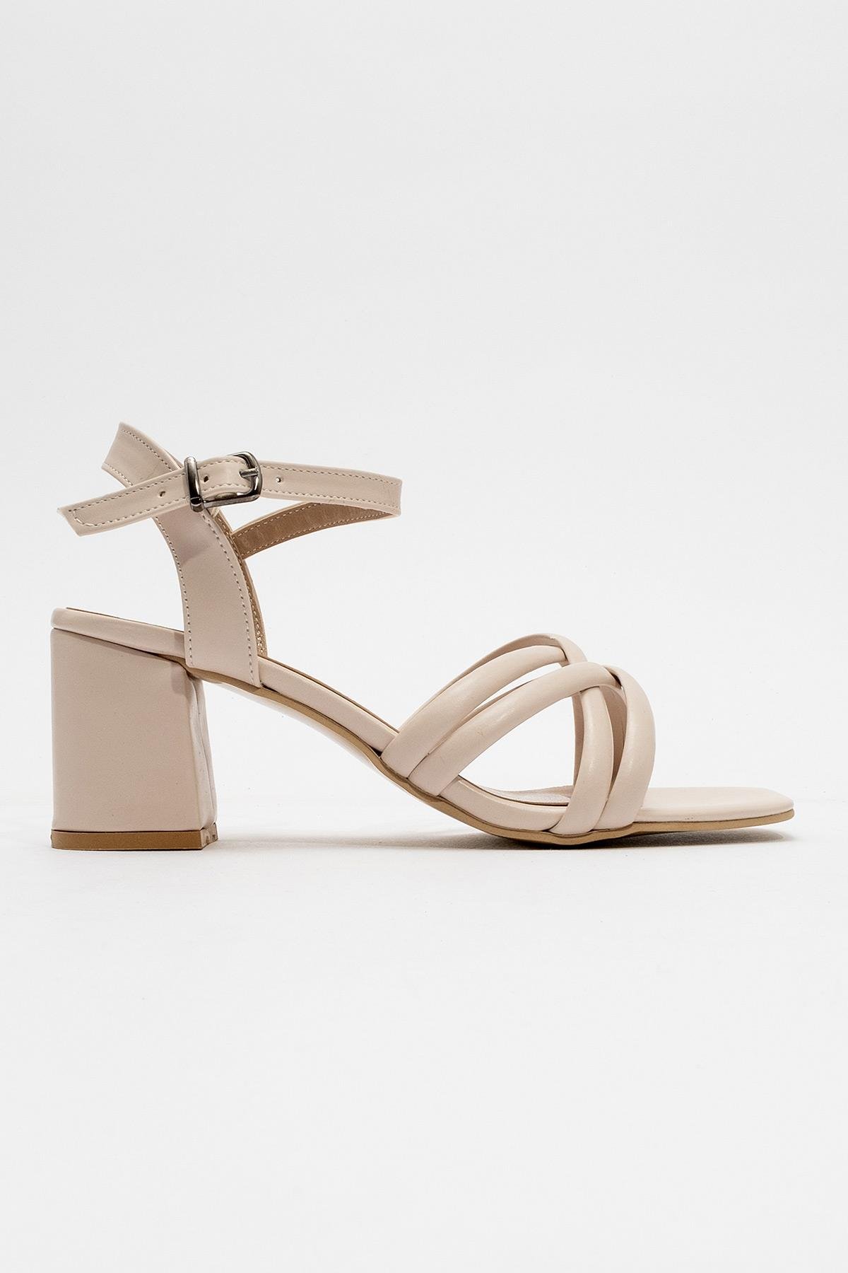 Kadın Kalın Topuklu Sandalet TEN CİLT - Görsel 3