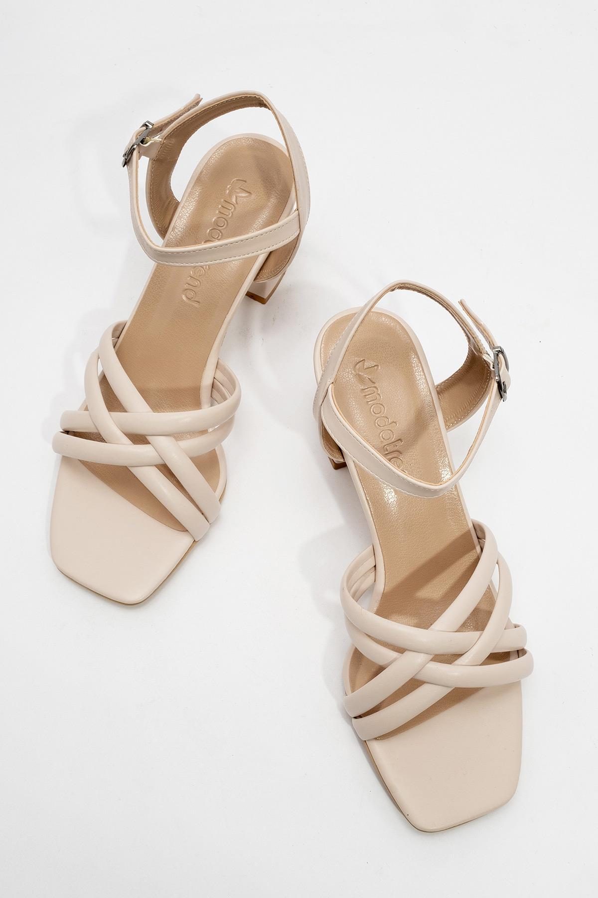 Kadın Kalın Topuklu Sandalet TEN CİLT - Görsel 6