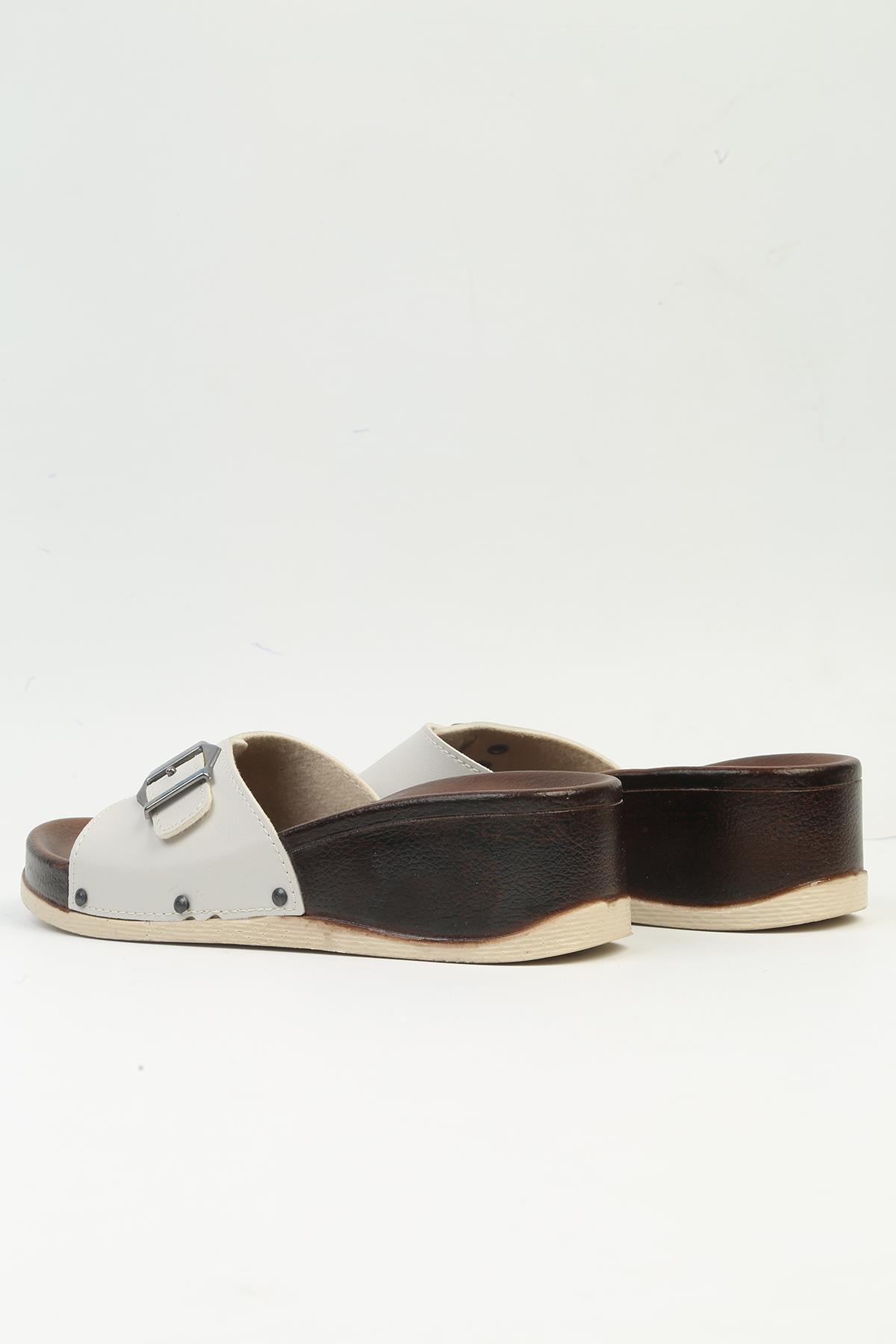 ® | PC-7249-3485 Krem- Kadın Terlik - Görsel 4