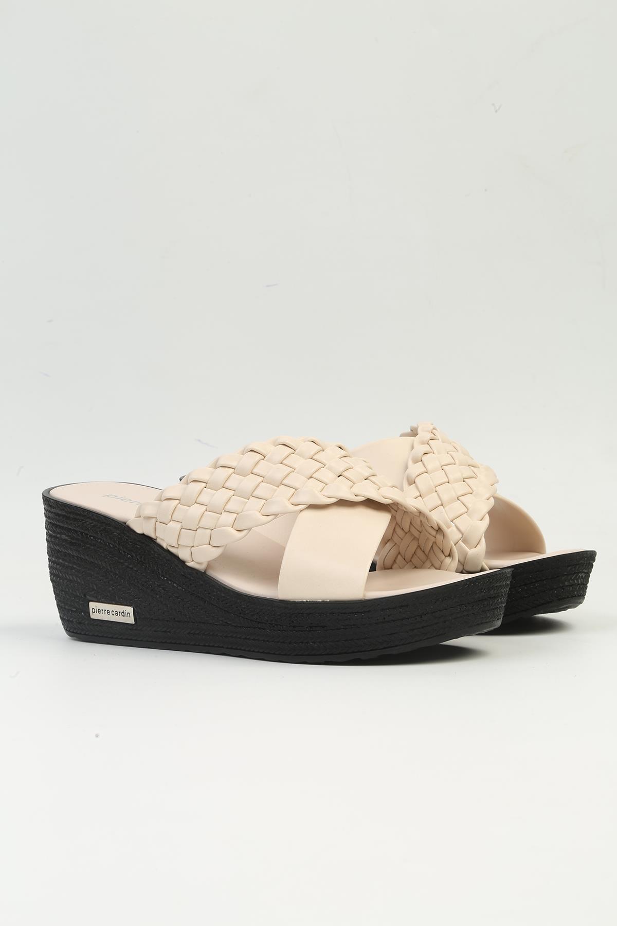 ® | PC-3509 - Bej-Kadın Dolgu Topuk Terlik - Görsel 3