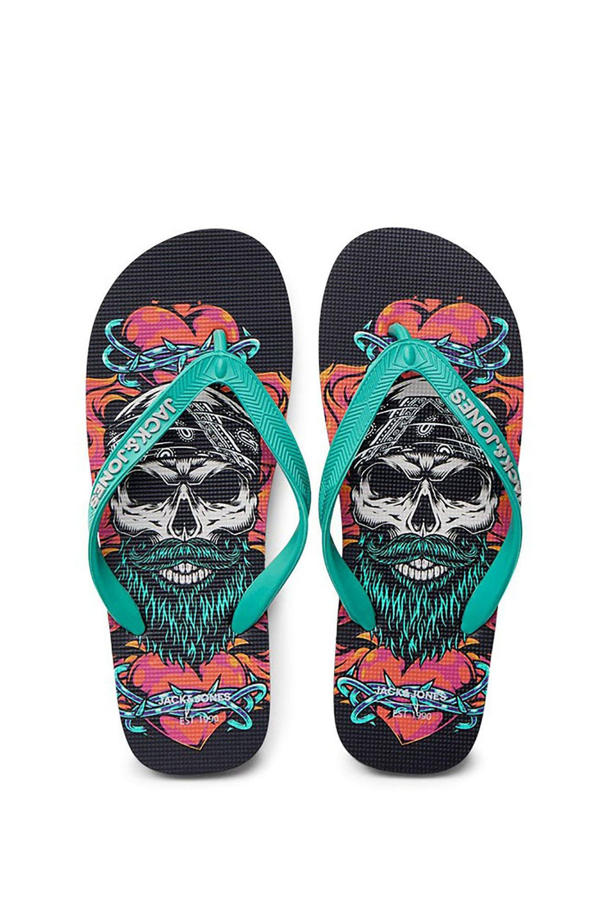 Erkek Jfwcolour Desenli Parmak Arası Terlik 12230633 Antrasit-Okyanus - Görsel 3