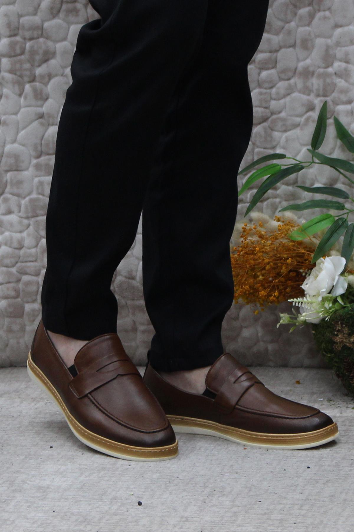 34242 Bordolli Yumuşak Hafif İç Ve Dış Hakiki Deri Erkek Ayakkabı - Görsel 3