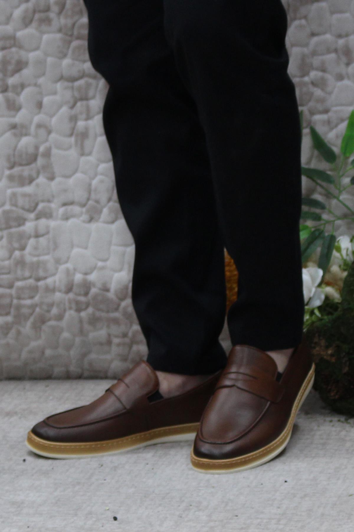 34242 Bordolli Yumuşak Hafif İç Ve Dış Hakiki Deri Erkek Ayakkabı - Görsel 4