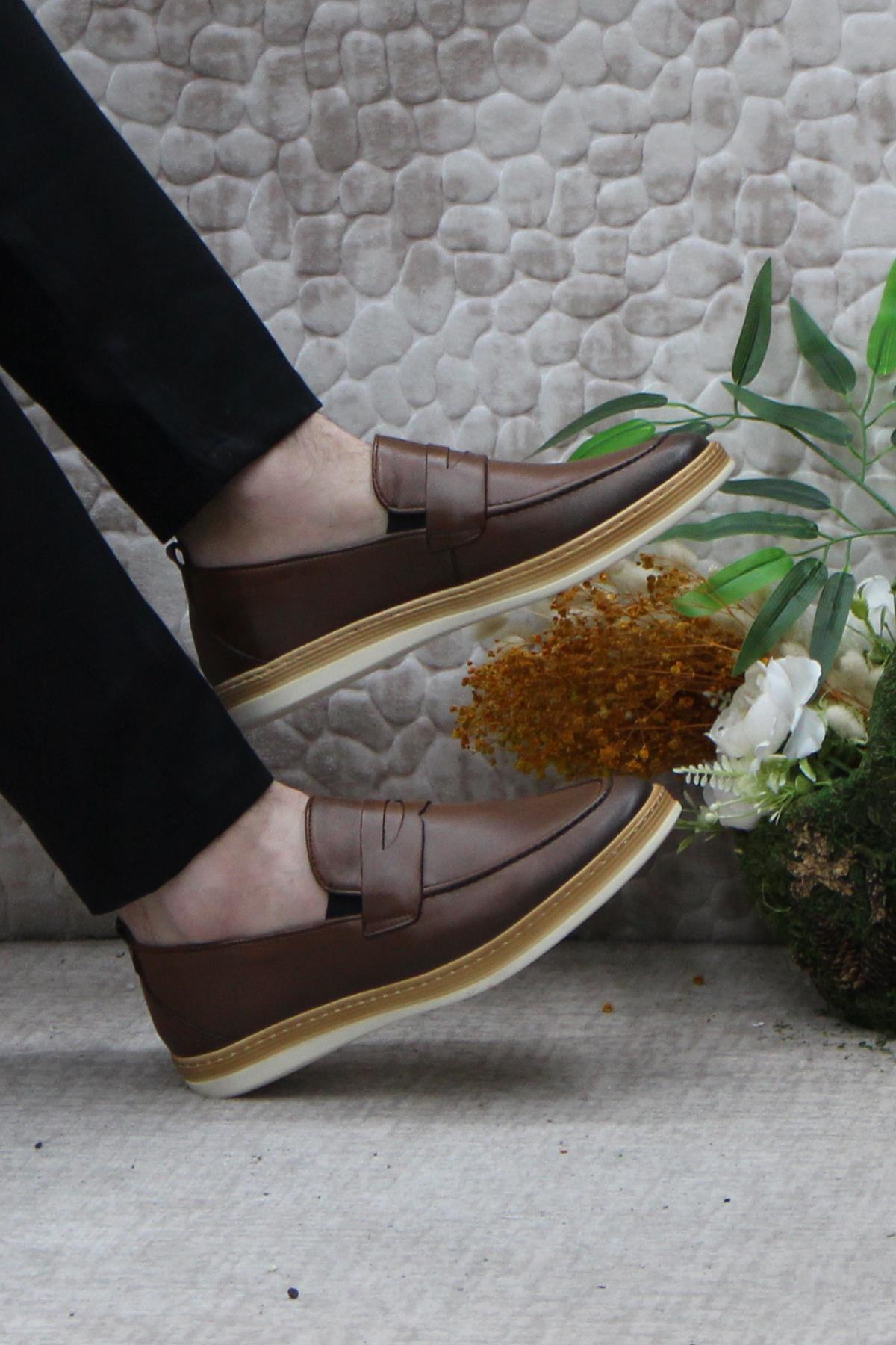 34242 Bordolli Yumuşak Hafif İç Ve Dış Hakiki Deri Erkek Ayakkabı - Görsel 6