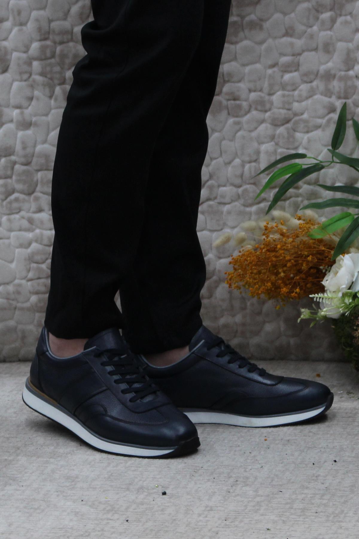 1217 Lacivert Rahat İç Ve Dış Hakiki Deri Erkek Ayakkabı - Görsel 2