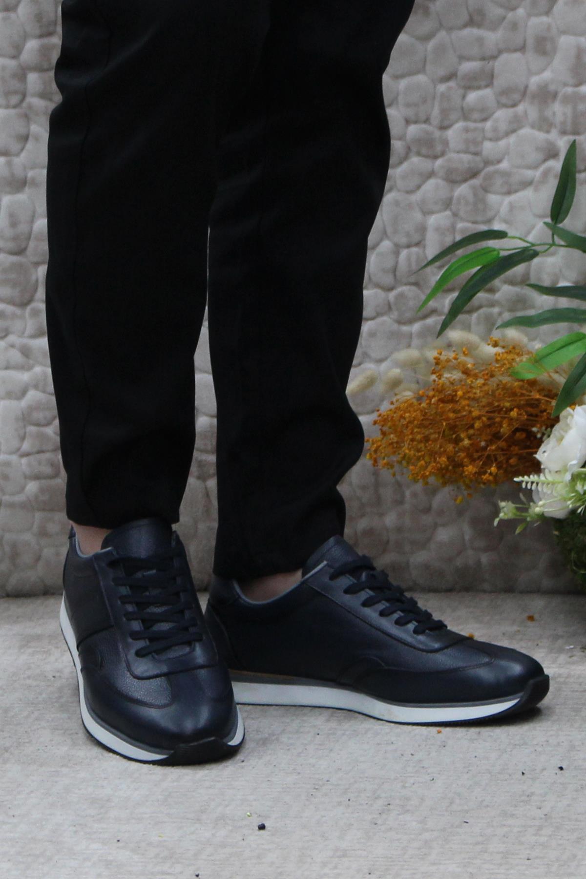 1217 Lacivert Rahat İç Ve Dış Hakiki Deri Erkek Ayakkabı - Görsel 3