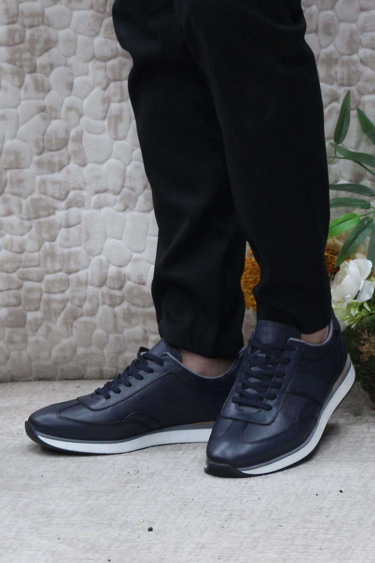1217 Lacivert Rahat İç Ve Dış Hakiki Deri Erkek Ayakkabı - Görsel 4
