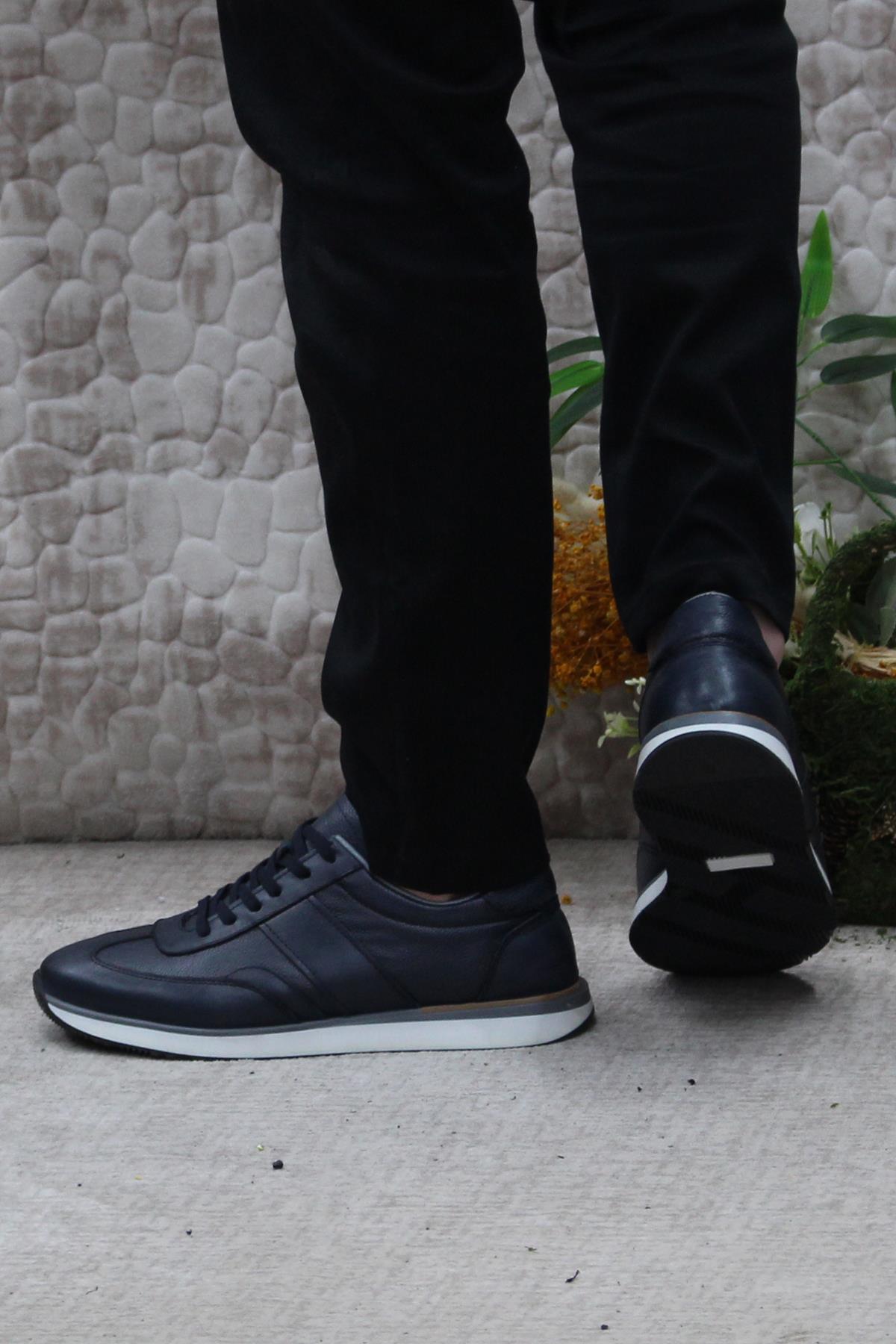1217 Lacivert Rahat İç Ve Dış Hakiki Deri Erkek Ayakkabı - Görsel 5