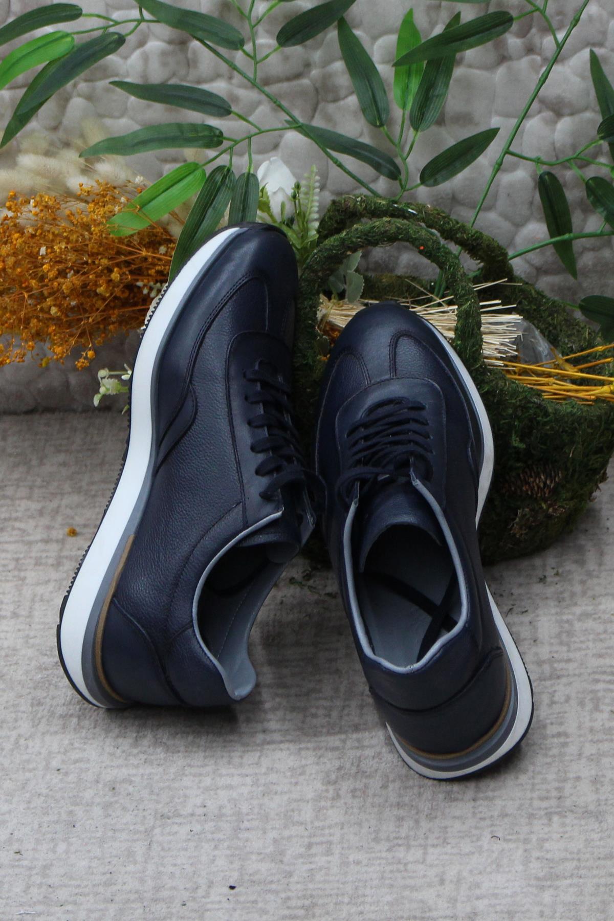 1217 Lacivert Rahat İç Ve Dış Hakiki Deri Erkek Ayakkabı - Görsel 7