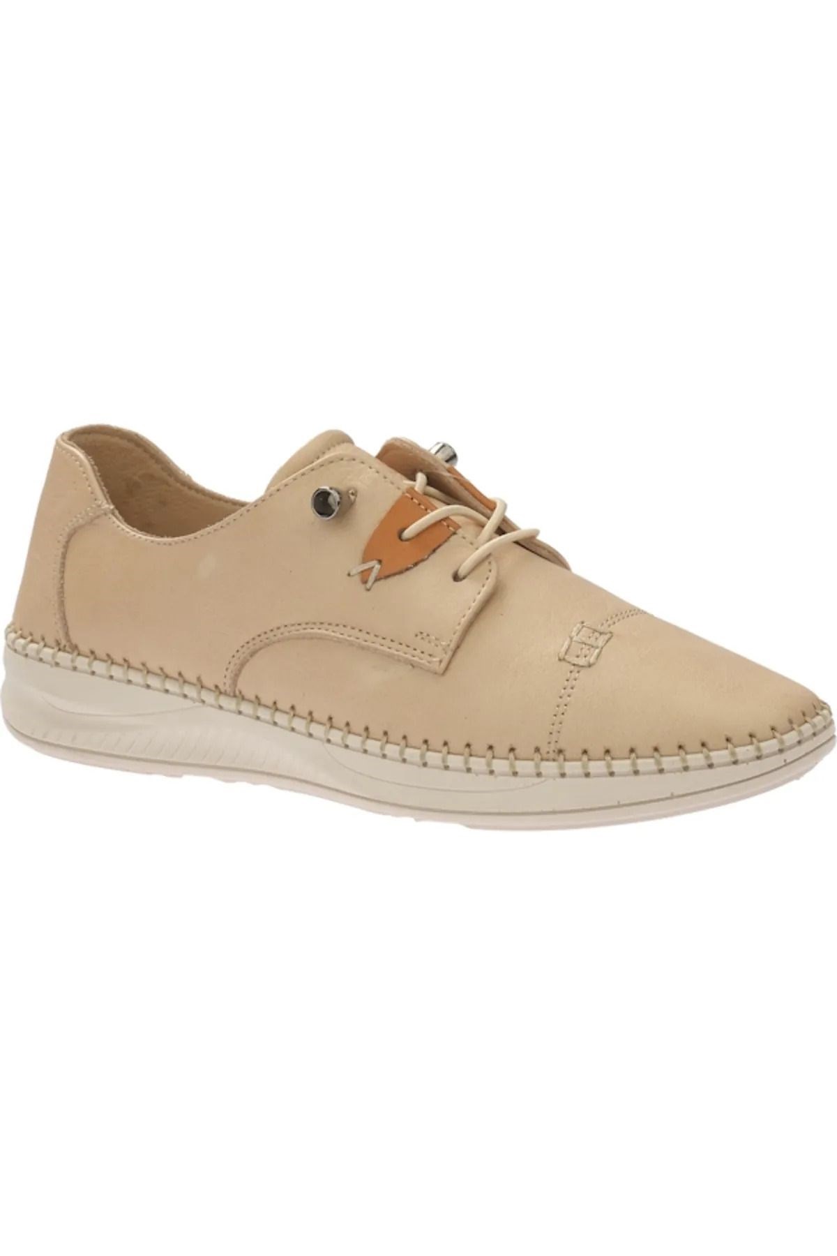 9523-1 Bej Deri Kadın Ayakkabı - Görsel 2