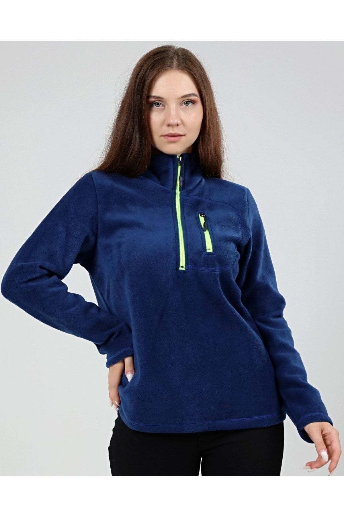 Store Kadın Polar Yarım Fermuarlı Outdoor Cepli Spor Polar