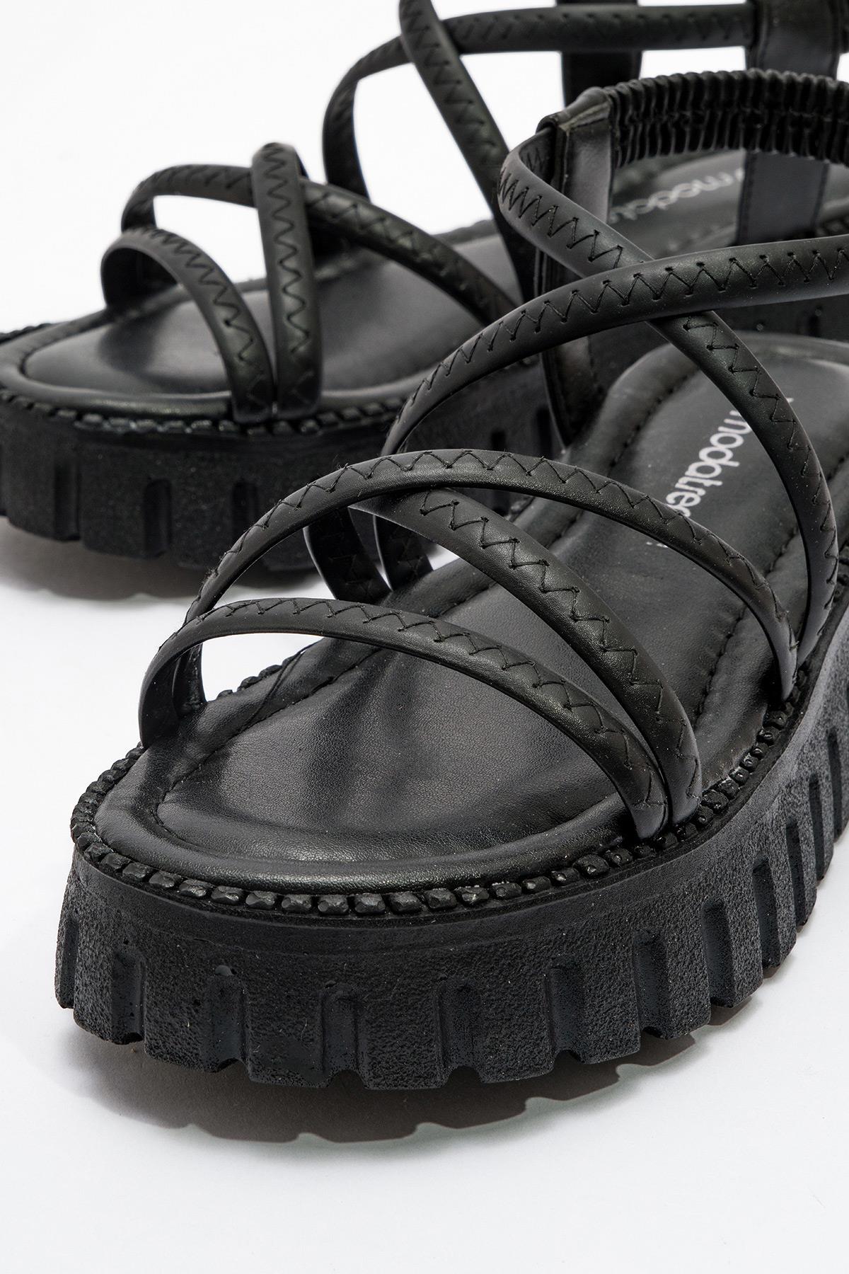 Kadın Çapraz Biye Sandalet SİYAH - Görsel 4