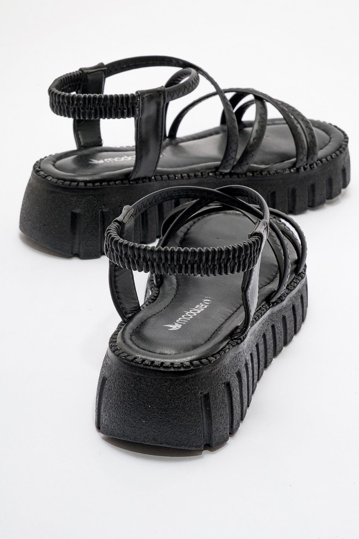 Kadın Çapraz Biye Sandalet SİYAH - Görsel 5