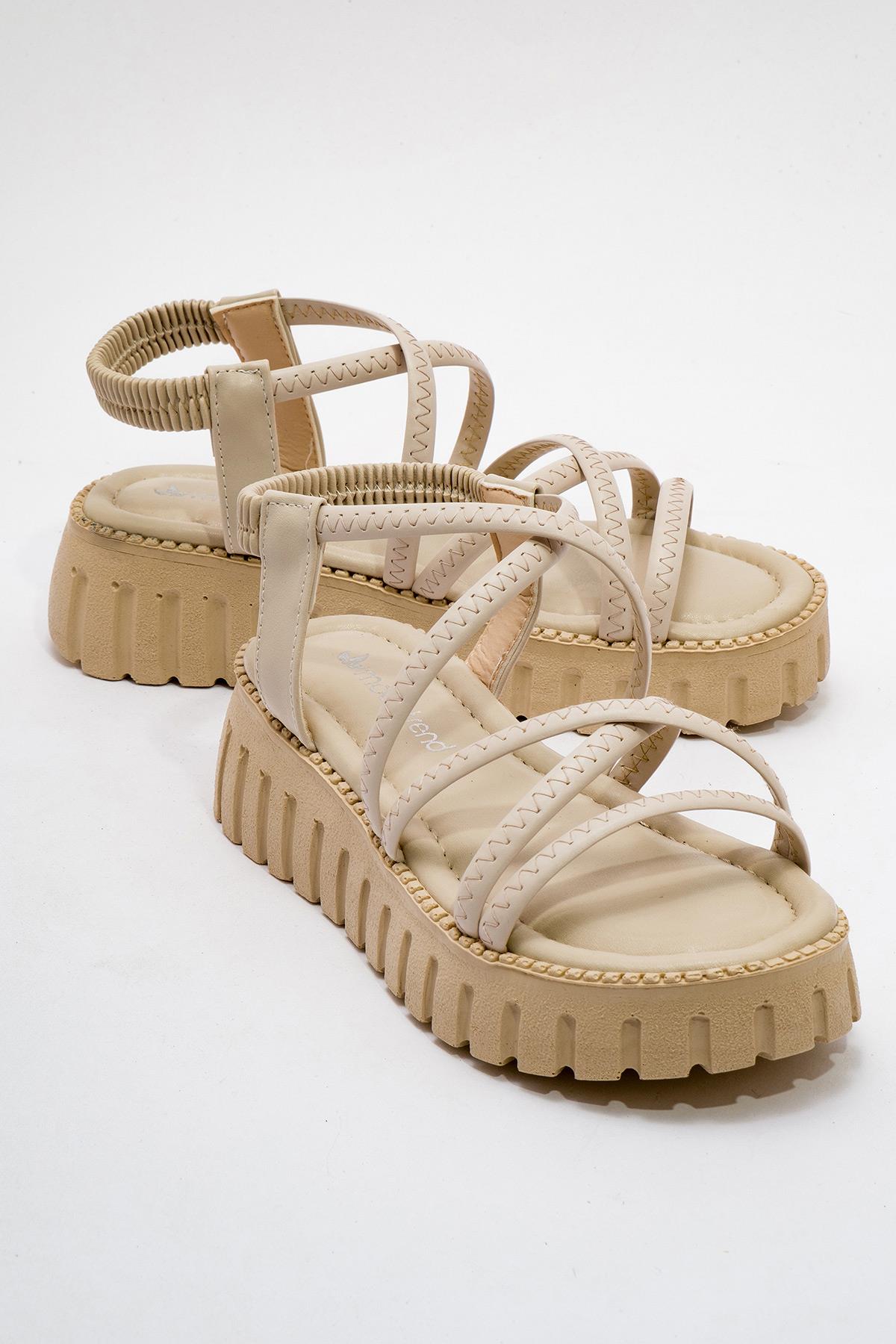 Kadın Çapraz Biye Sandalet TEN - Görsel 3