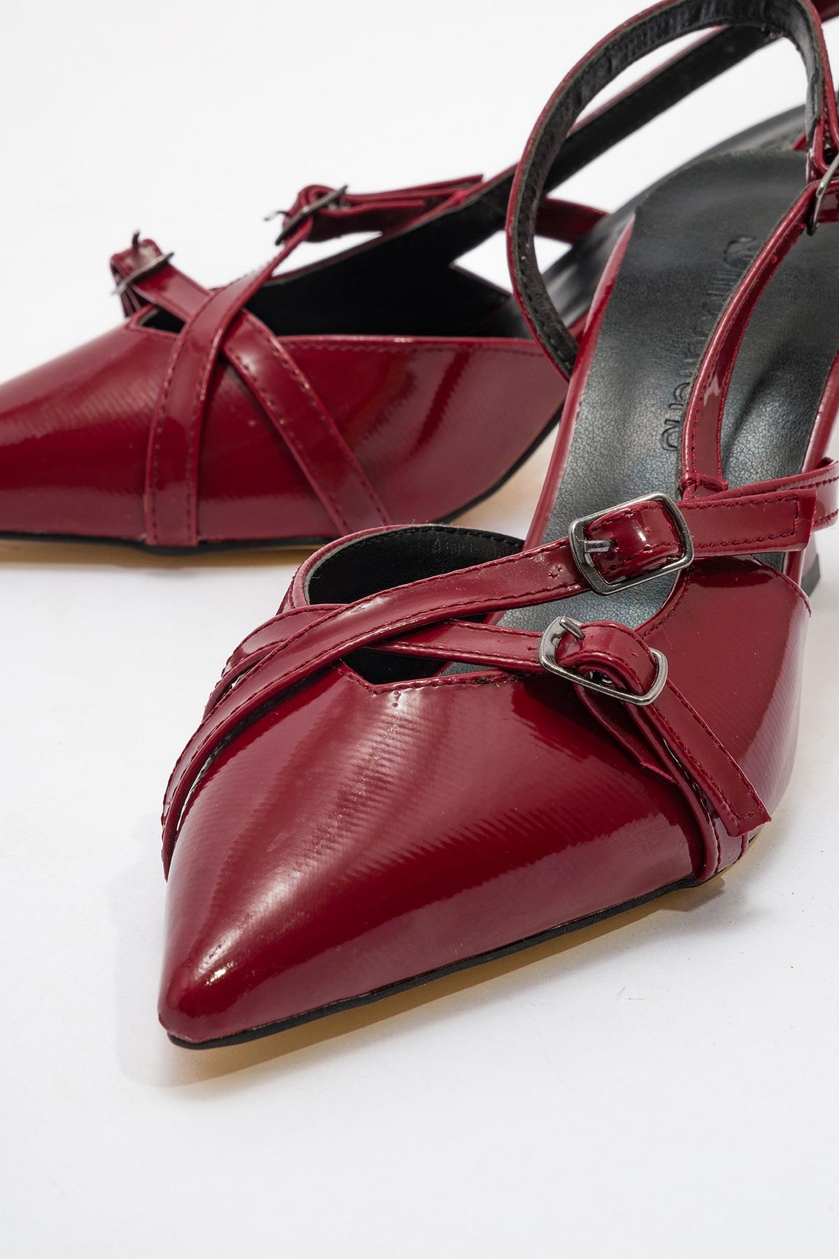 Kadın Topuklu Sandalet BORDO RUGAN - Görsel 4