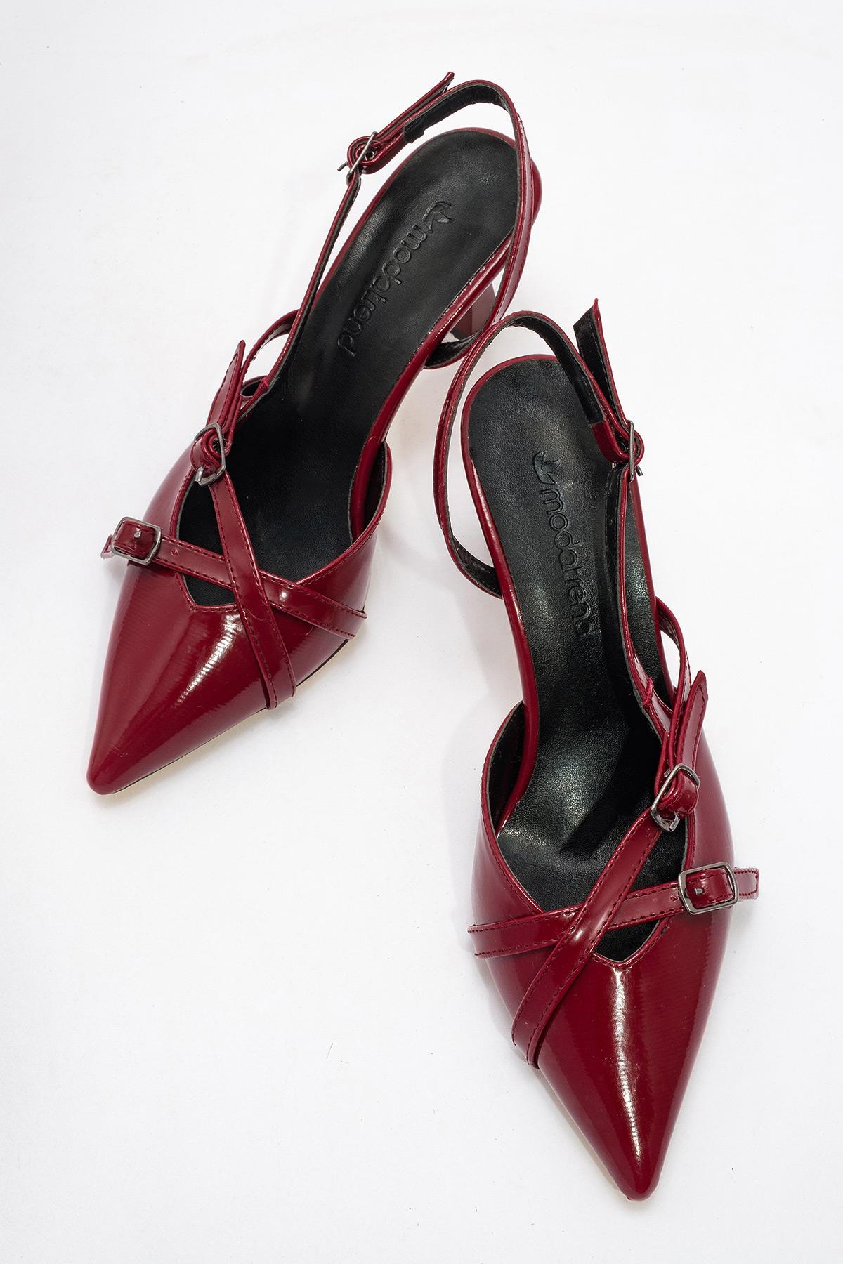 Kadın Topuklu Sandalet BORDO RUGAN - Görsel 6