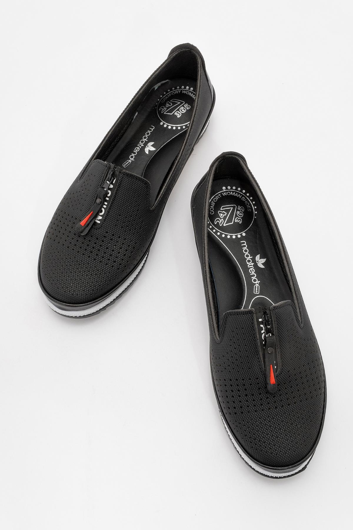 Kadın Fermuarlı Babet SİYAH KOT - Görsel 6