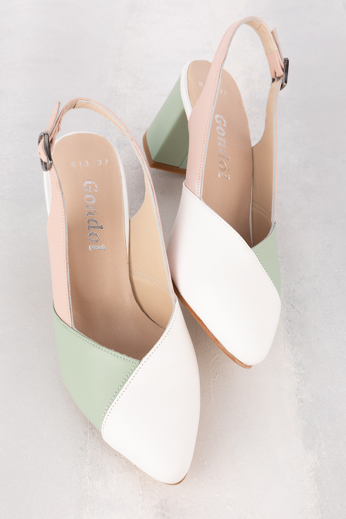 Gondol Hakiki Deri Renkli Kombin Şık Topuklu Ayakkabı şhn.815 - Görsel 3