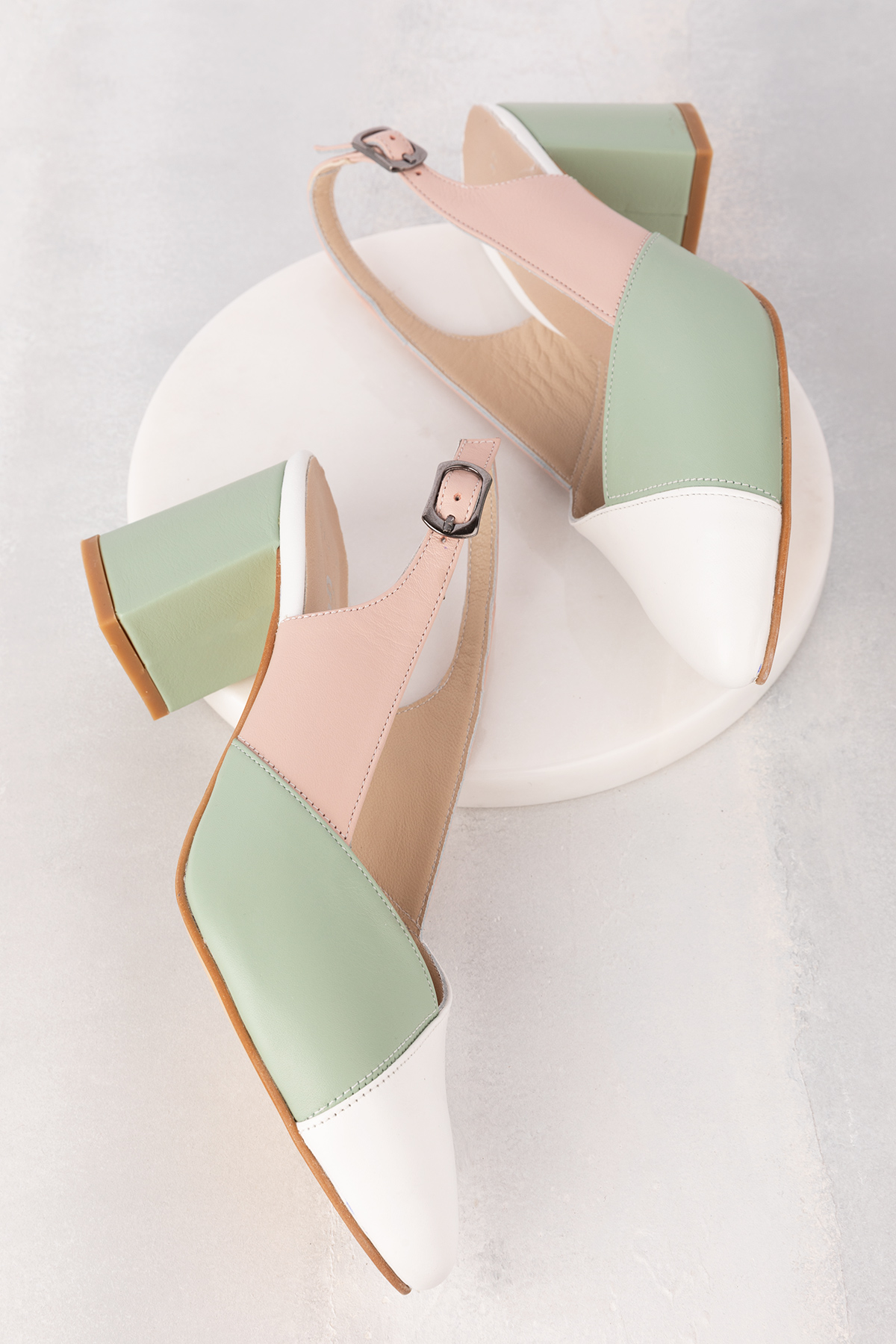 Gondol Hakiki Deri Renkli Kombin Şık Topuklu Ayakkabı şhn.815 - Görsel 5