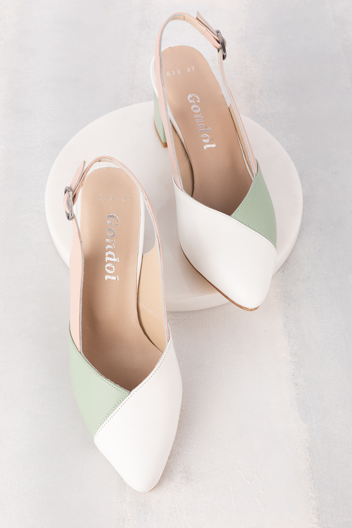 Gondol Hakiki Deri Renkli Kombin Şık Topuklu Ayakkabı şhn.815 - Görsel 6