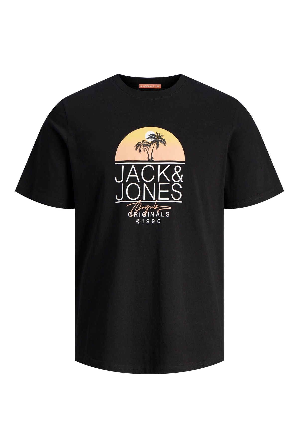 Jack&Jones O Yaka Rahat Kalıp Baskılı Kısa Kollu Siyah Erkek T-Shirt 12255238