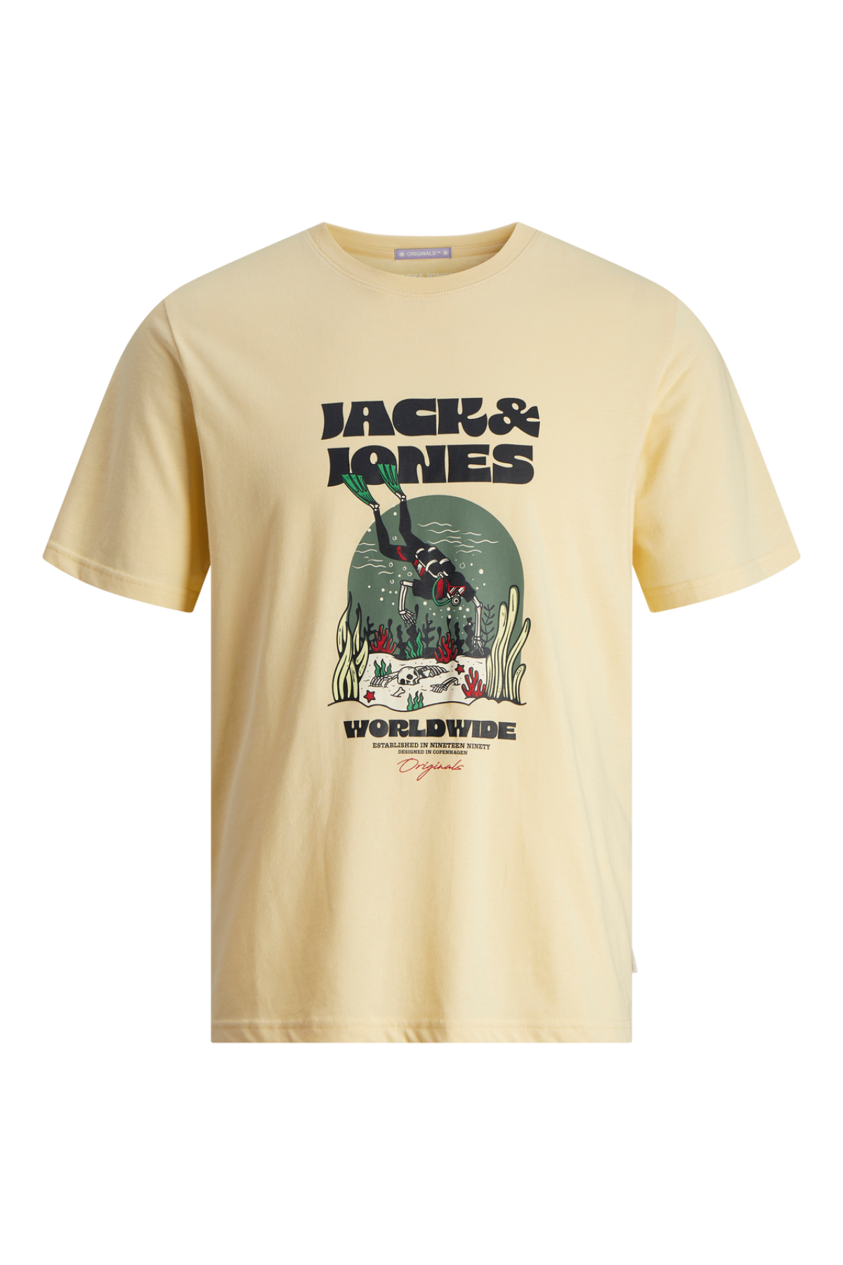 Jack&Jones O Yaka Baskılı Kısa Kollu Sarı Erkek T-Shirt 12255192