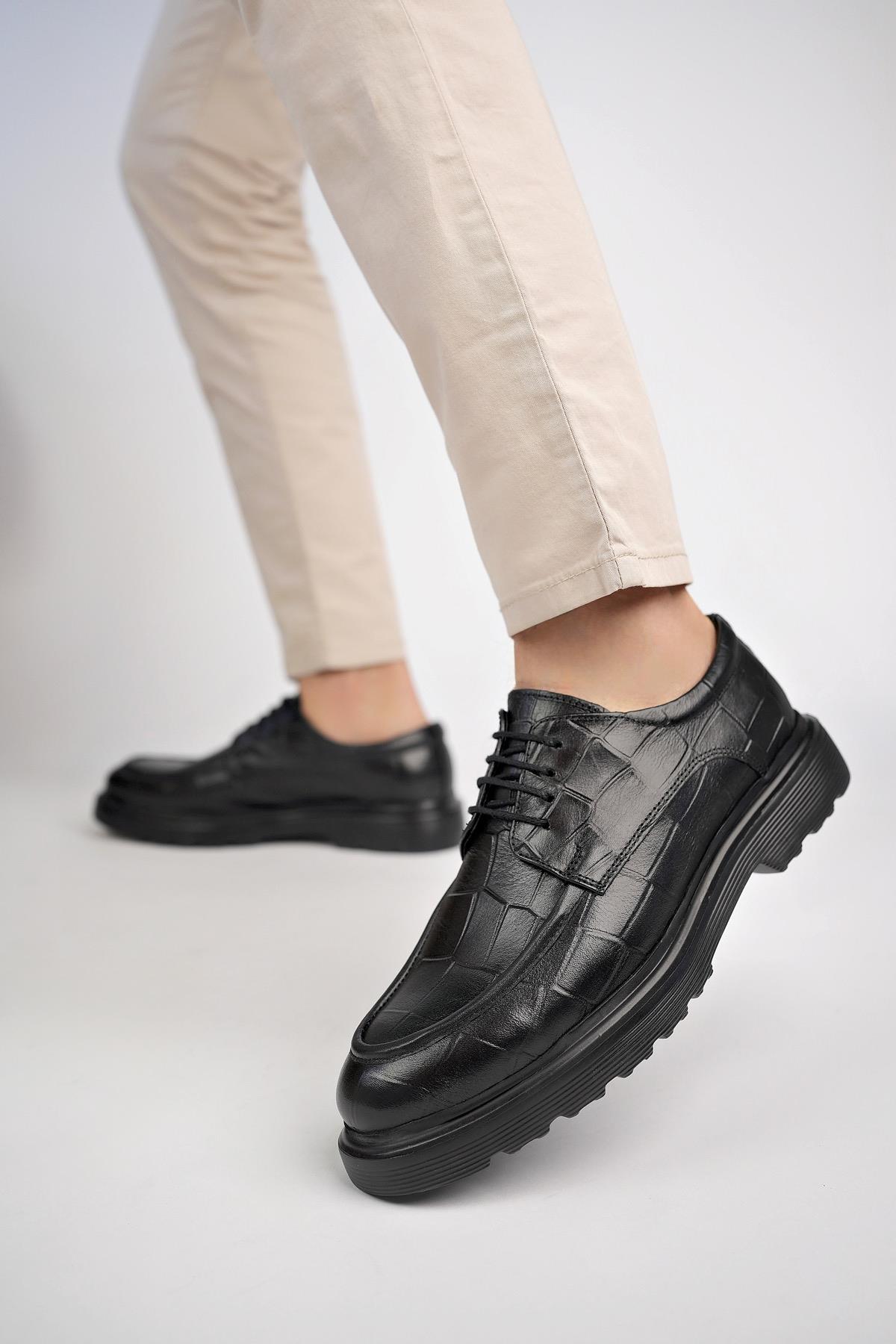 NORMAN Garantili Günlük Klasik Hakiki Deri Casual Rahat Ortopedik Kalın Taban Erkek Ayakkabı - Görsel 3