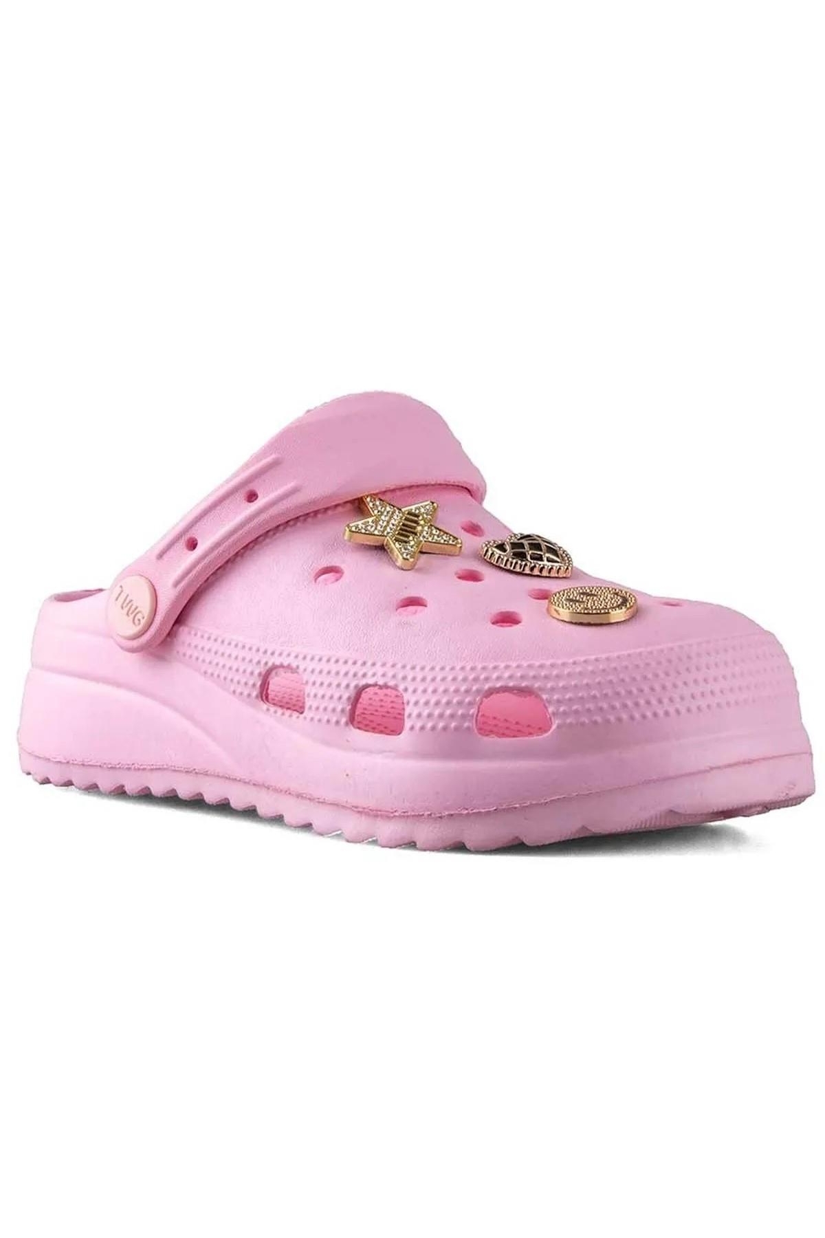 Kız Çocuk Yüksek Topuklu Taşlı Terlik Sandalet - Görsel 3