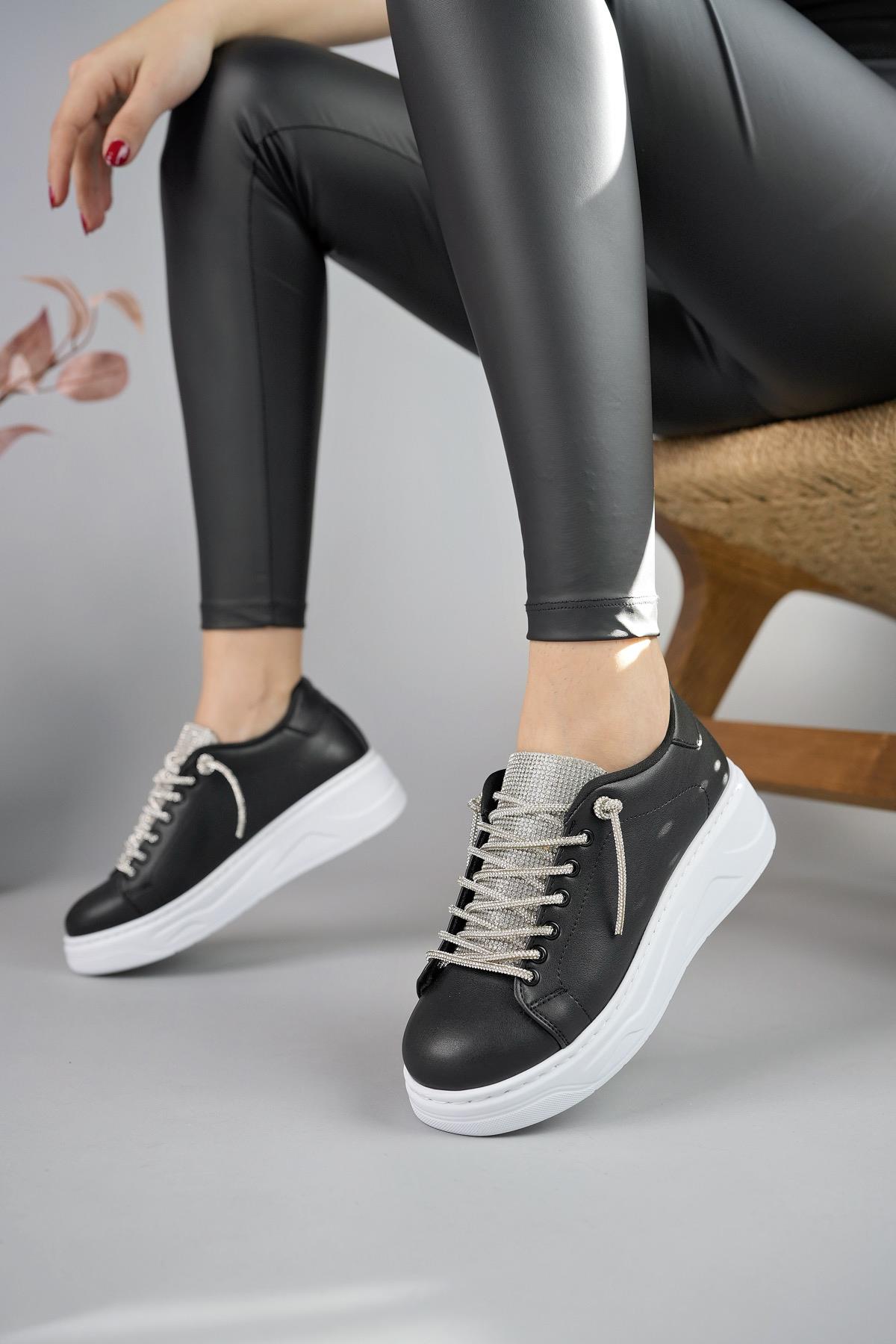 Reina Kadın Garantili Günlük Yürüyüş Rahat ve Tarz Kalın Taban Bağcıklı Sneaker Spor Ayakkabı - Görsel 3