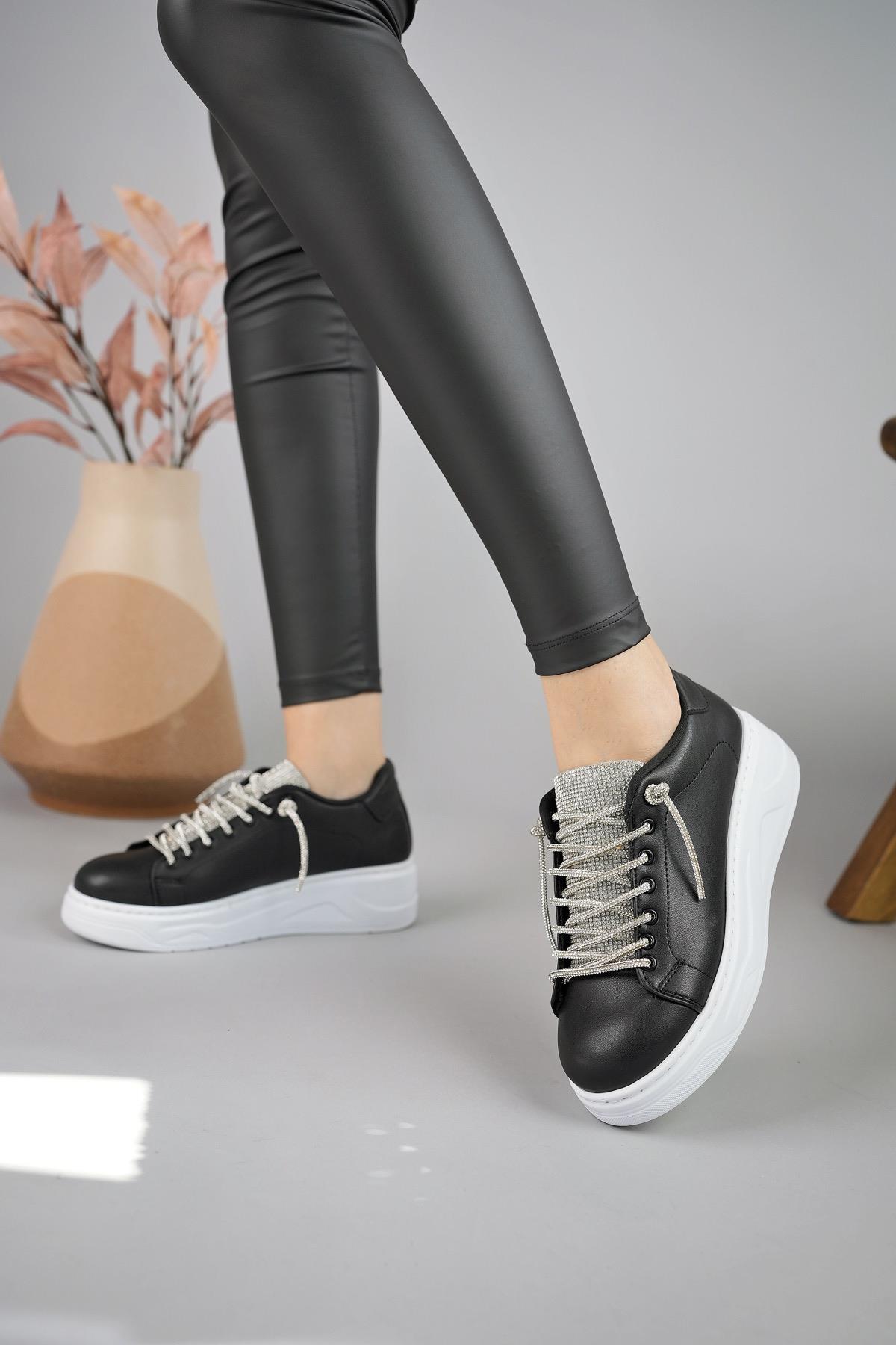 Reina Kadın Garantili Günlük Yürüyüş Rahat ve Tarz Kalın Taban Bağcıklı Sneaker Spor Ayakkabı - Görsel 4