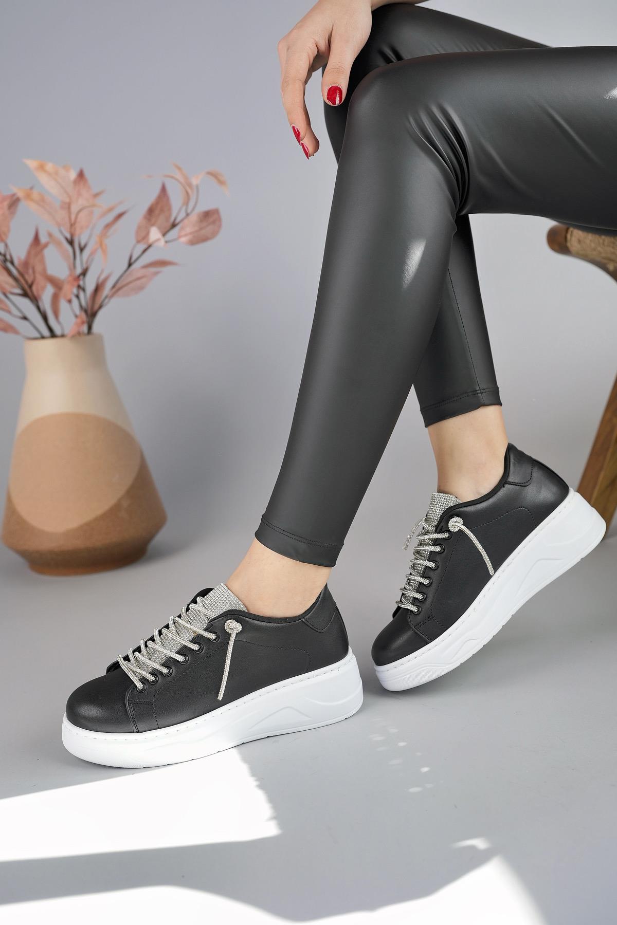 Reina Kadın Garantili Günlük Yürüyüş Rahat ve Tarz Kalın Taban Bağcıklı Sneaker Spor Ayakkabı - Görsel 6